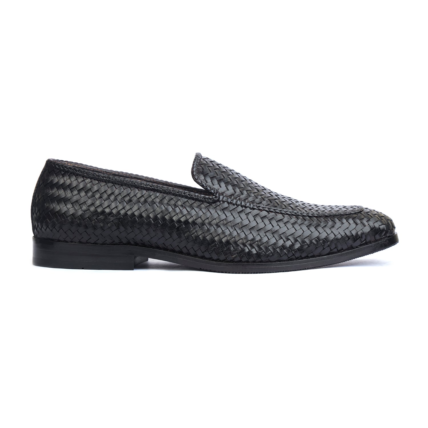 Black Handwoven Loafers