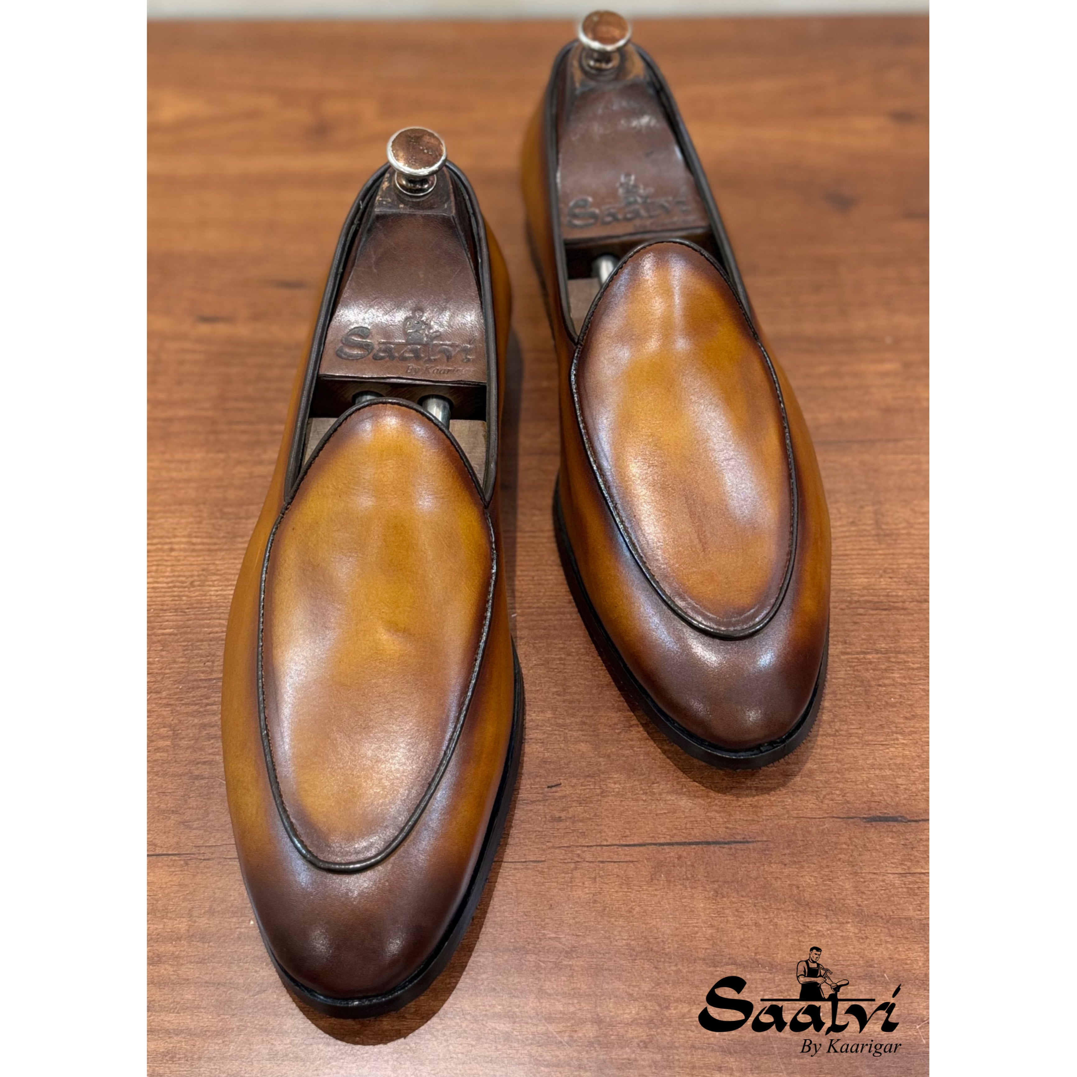 Belgian Loafers Hand Patina Finish