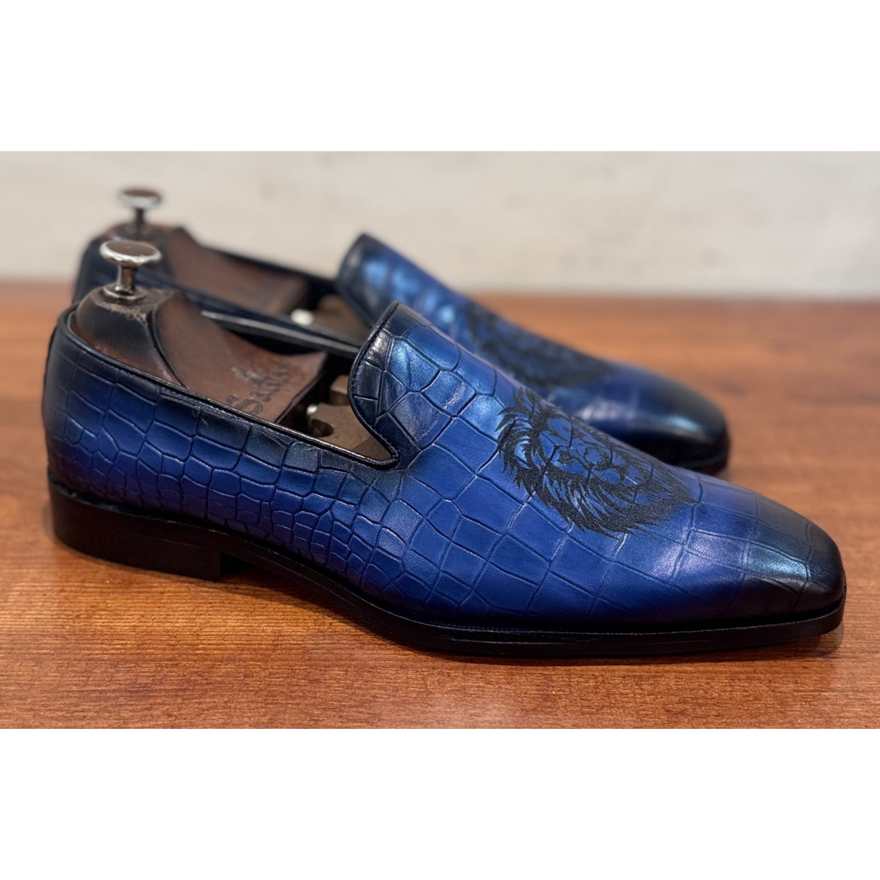 Blue Tiger Hand Finished Loafers