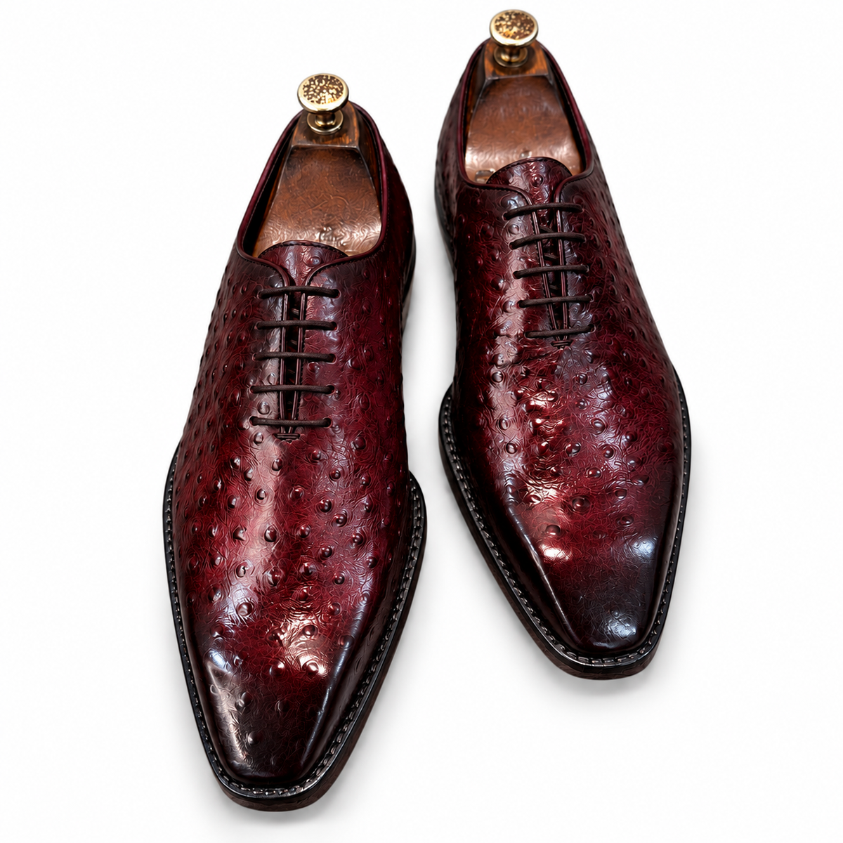 Rubino Burgundy Ostrich Leather Oxfords