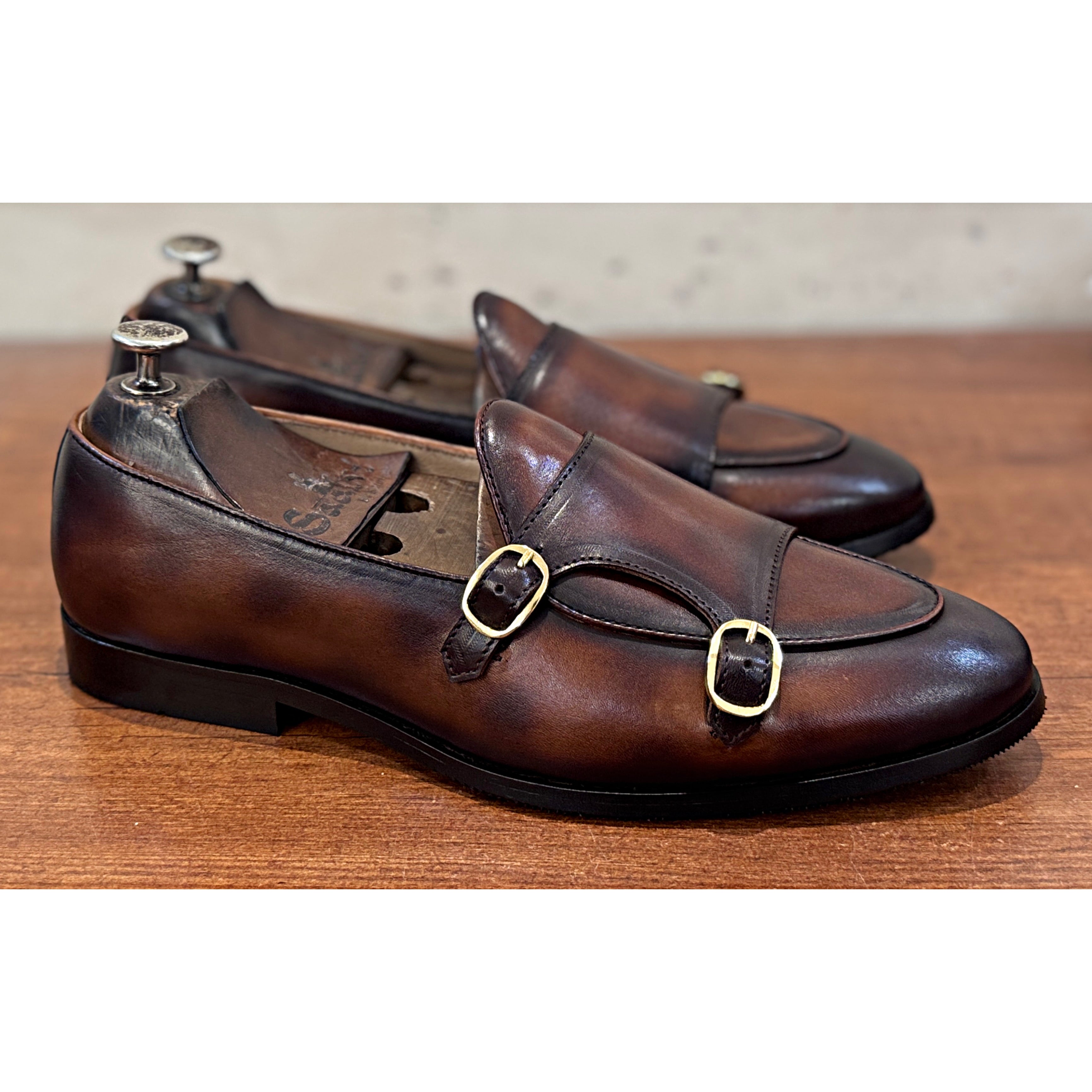 Cognac Prestige Double Monk Strap Loafers – Luxury Leather Slip-Ons