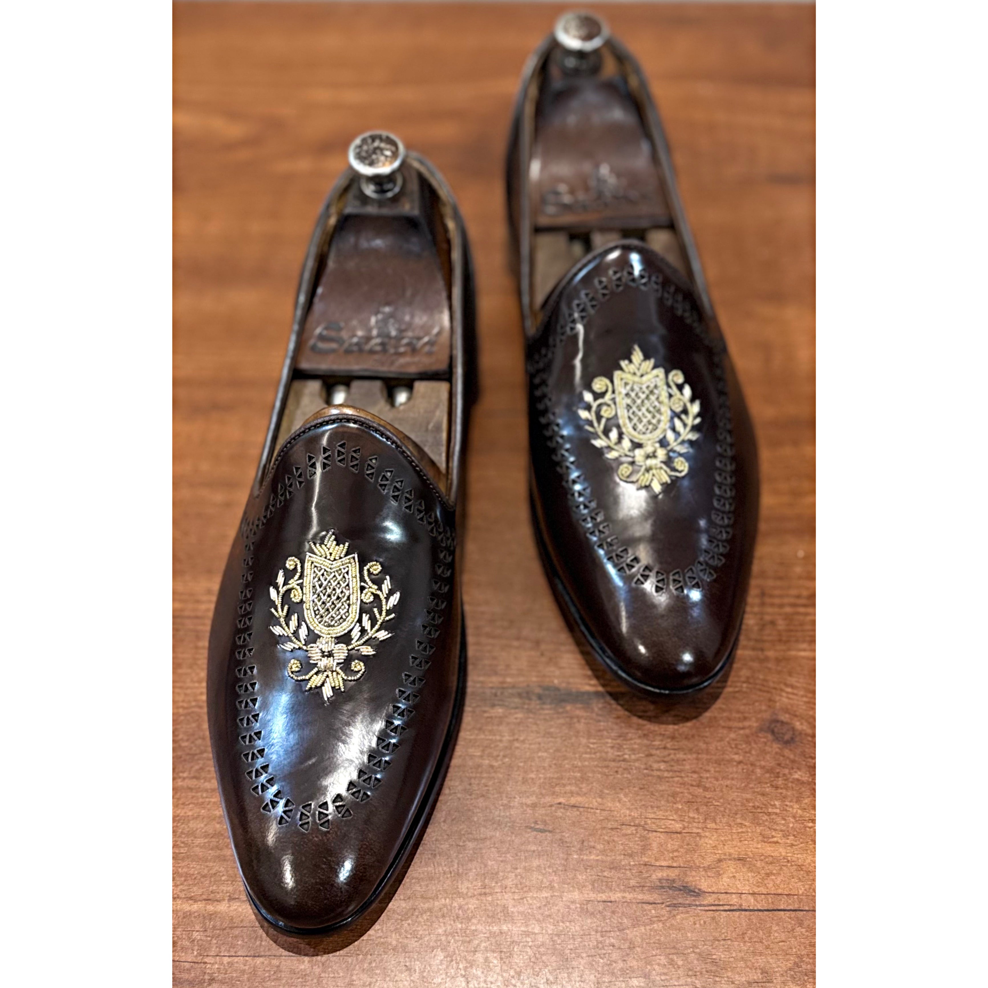 Brown Loafers Crest Slipons