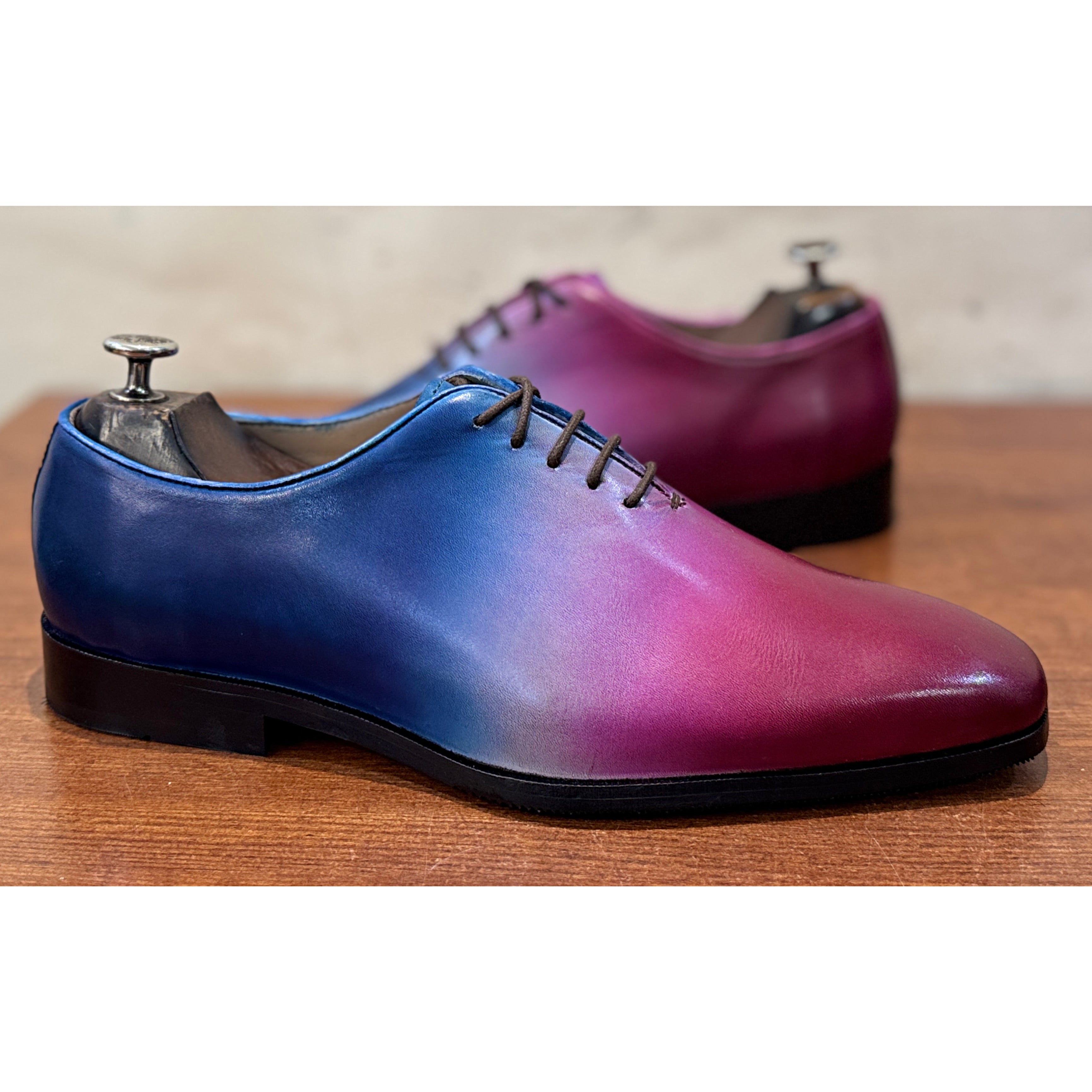 Aurora Gradient Oxford Shoes | Luxury Blue & Burgundy Leather Oxfords