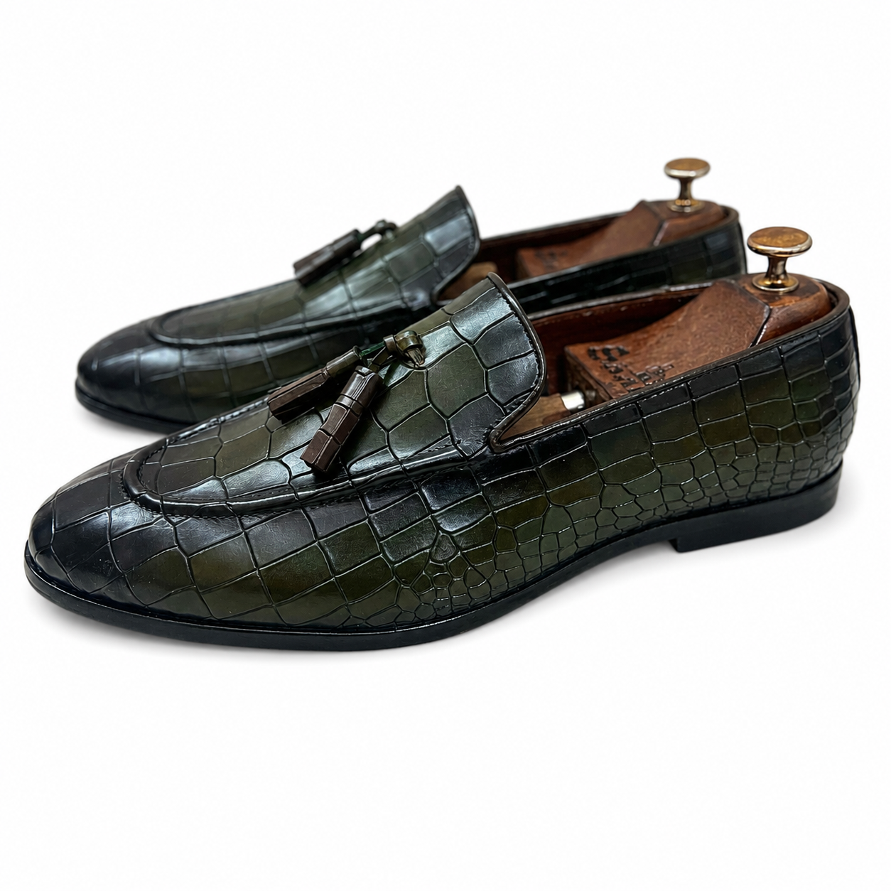The Emerald Croco Tassel Loafers