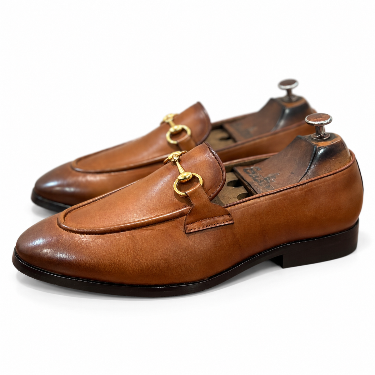 Cognac Royale Gold Horsebit Loafers