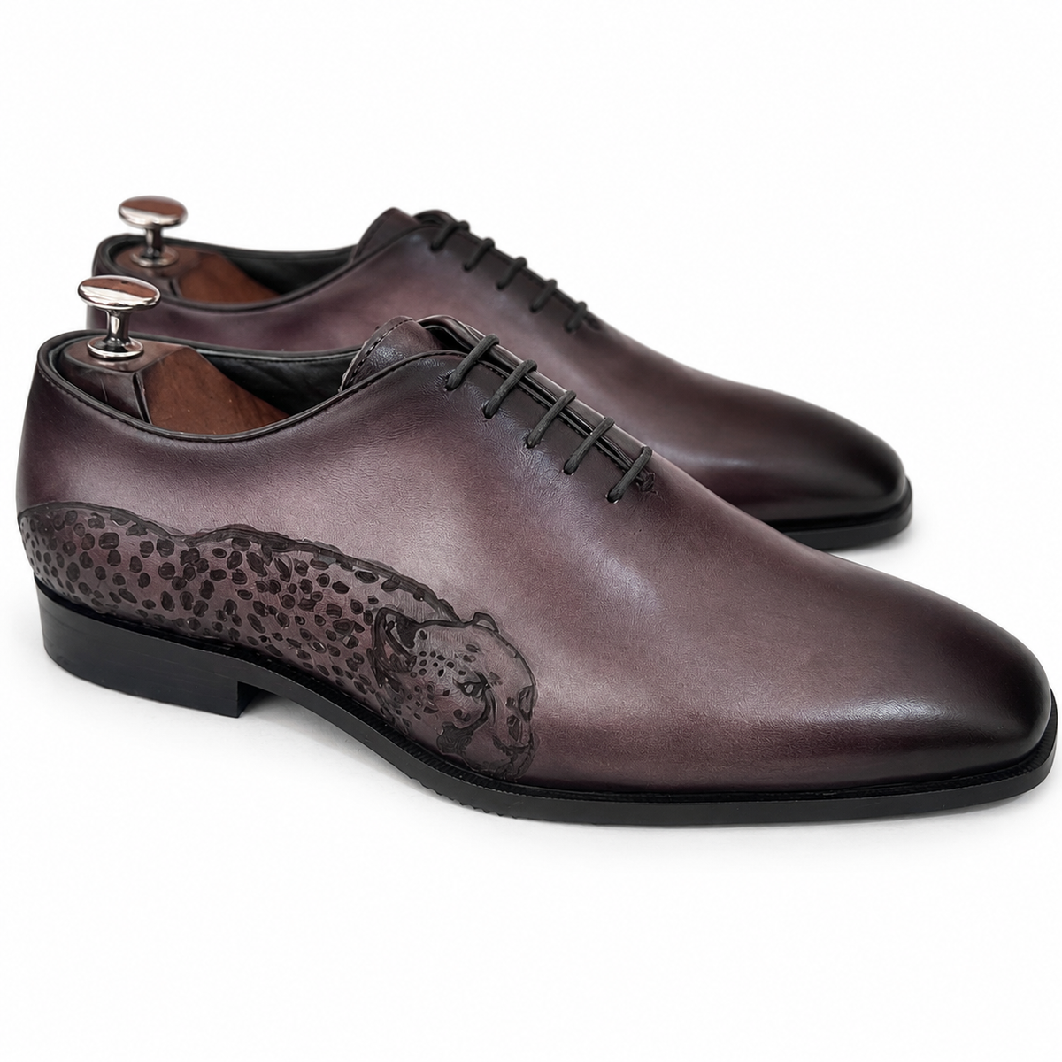 Smoky Mocha Embossed Leather Oxford Shoes