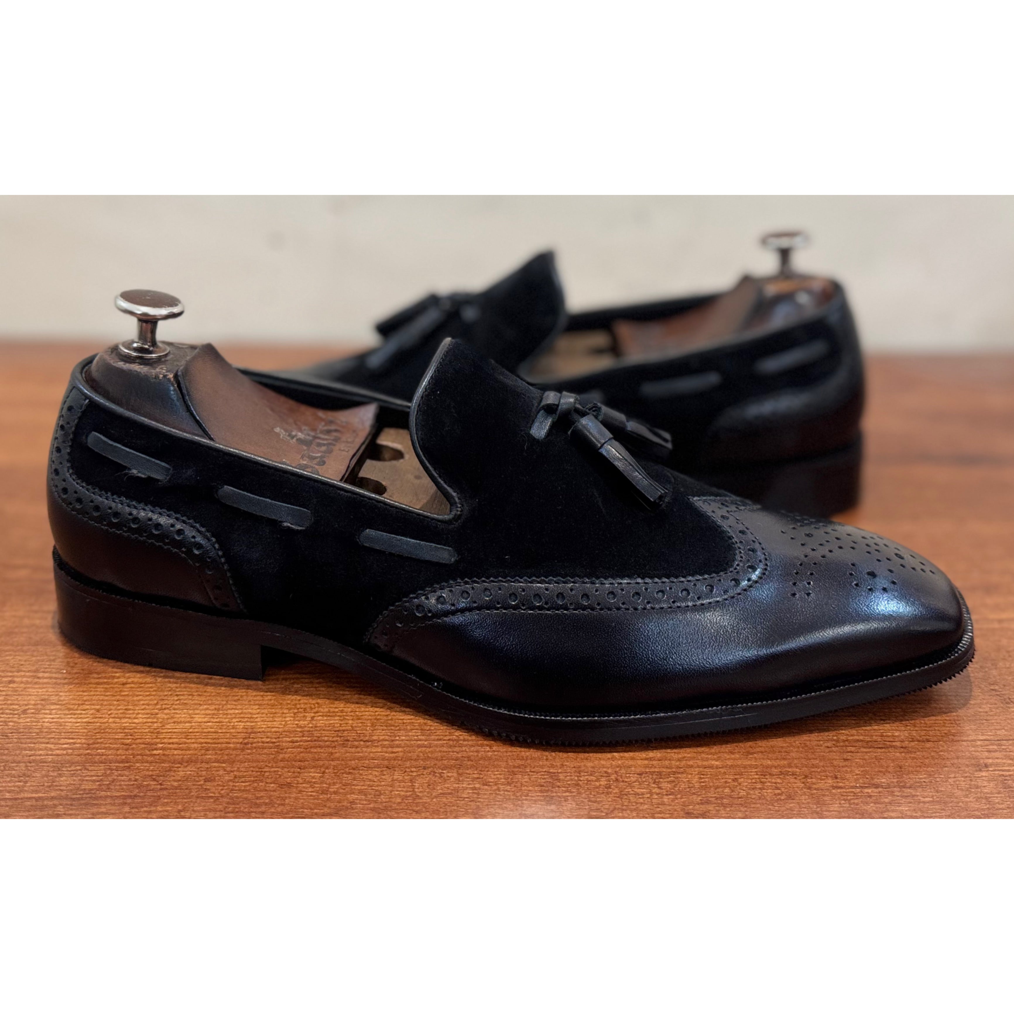 Brouge Combination Loafers - Black