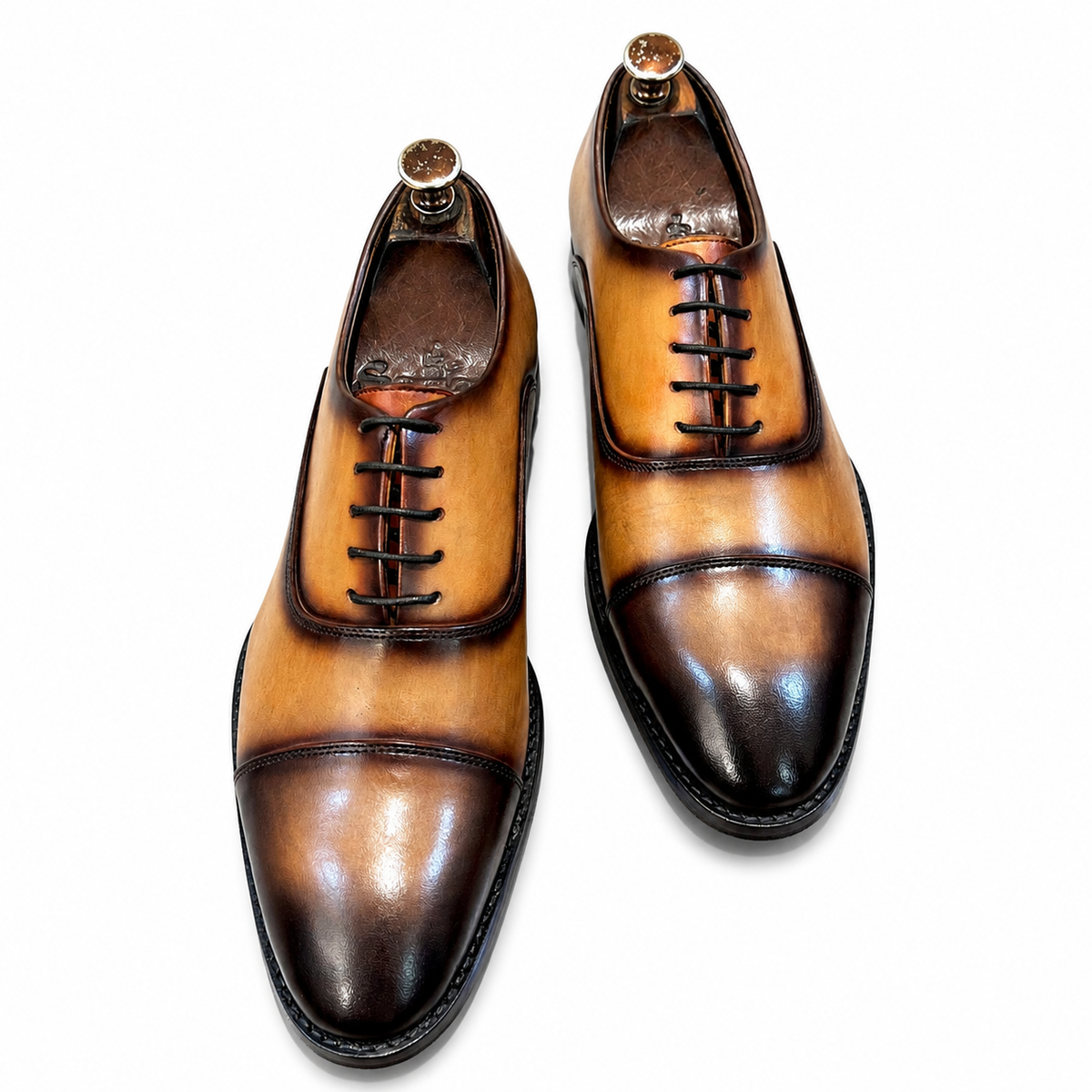 Cognac Royale Hand-Patina Cap-Toe Oxford