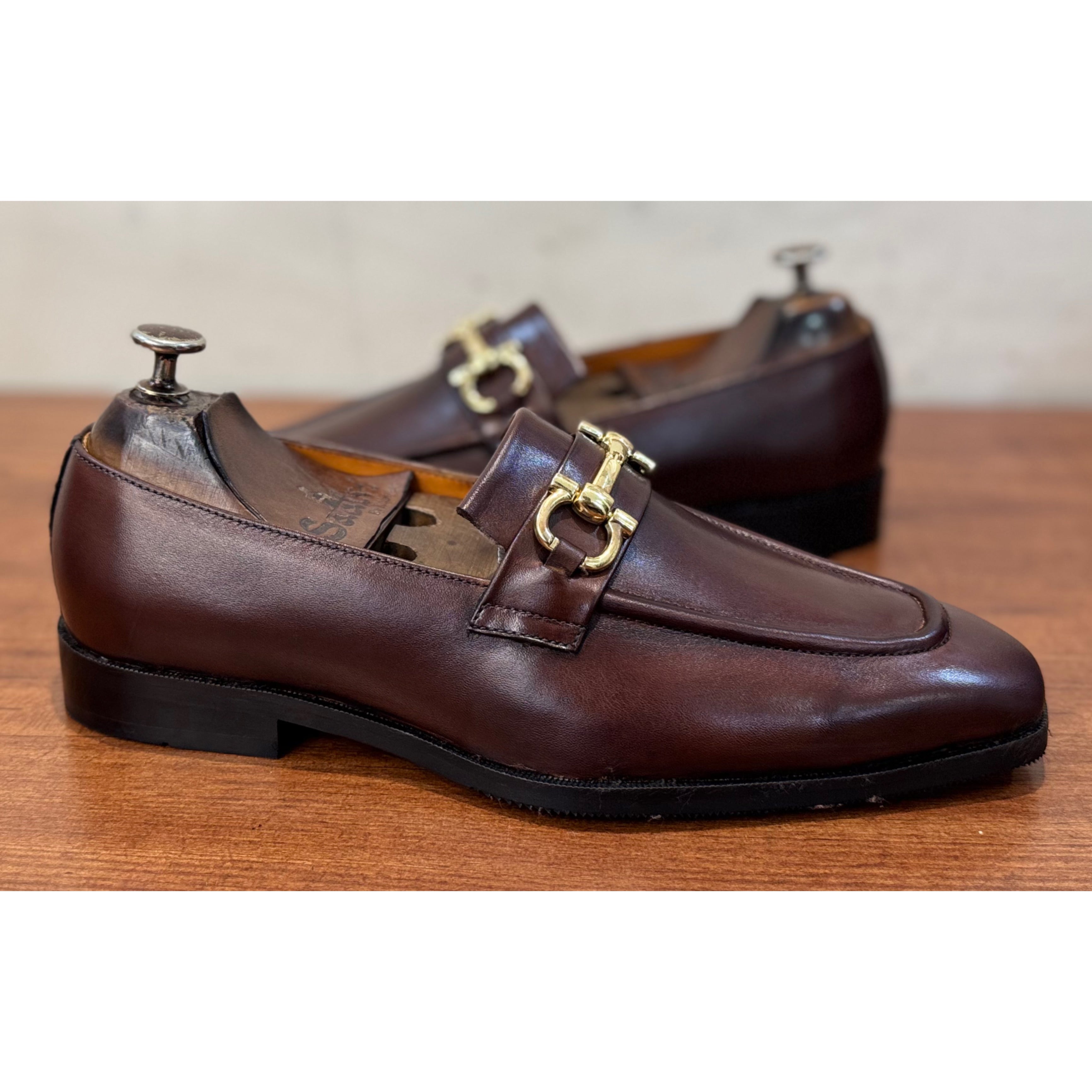 Brown Loafers With Metal Trim - T