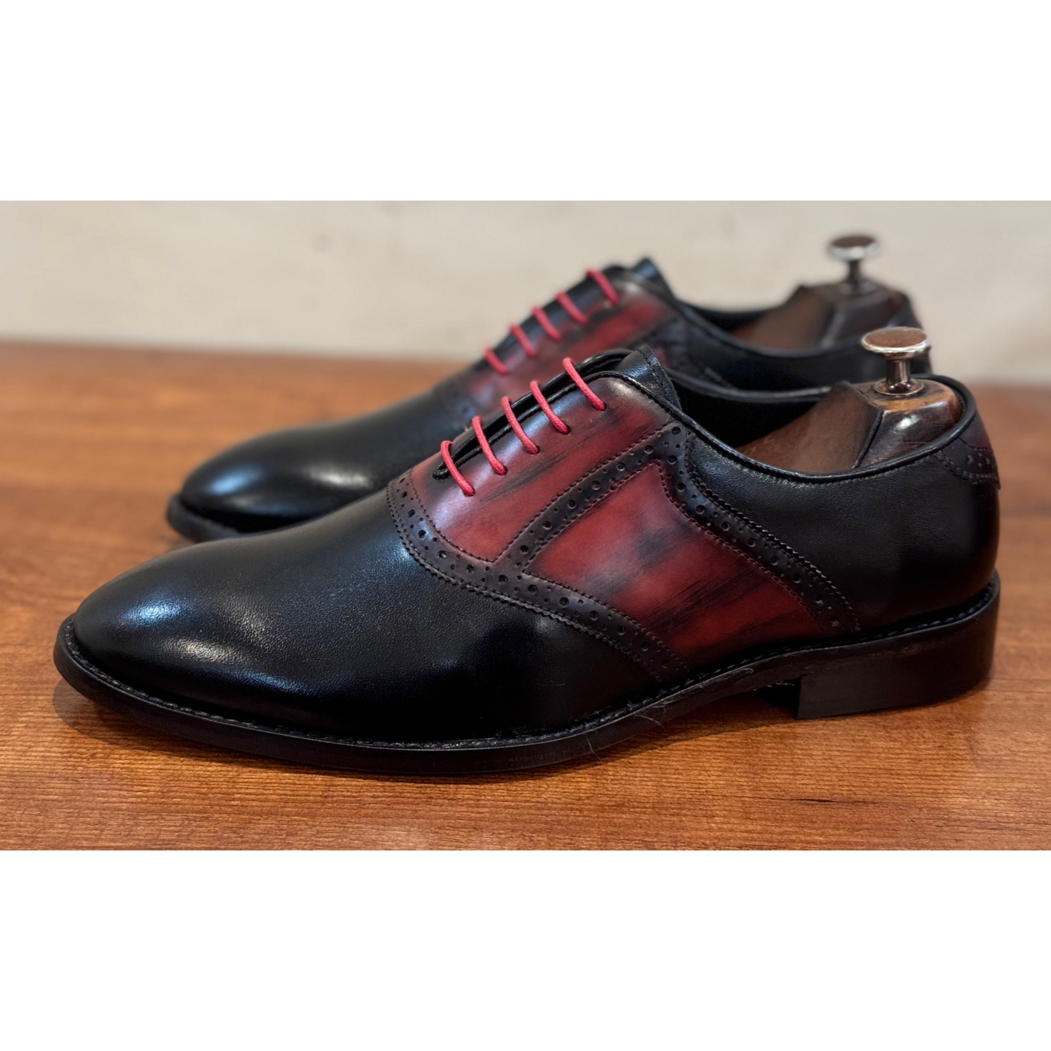 Black Oxfords With Hand Patina Finish