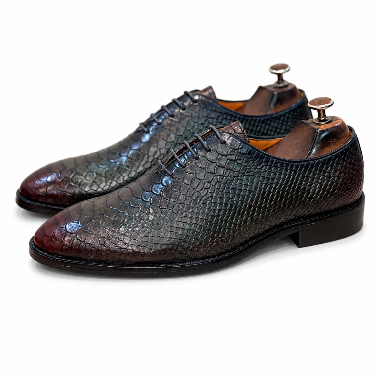 Iridescent Snake Embossed Leather Oxford