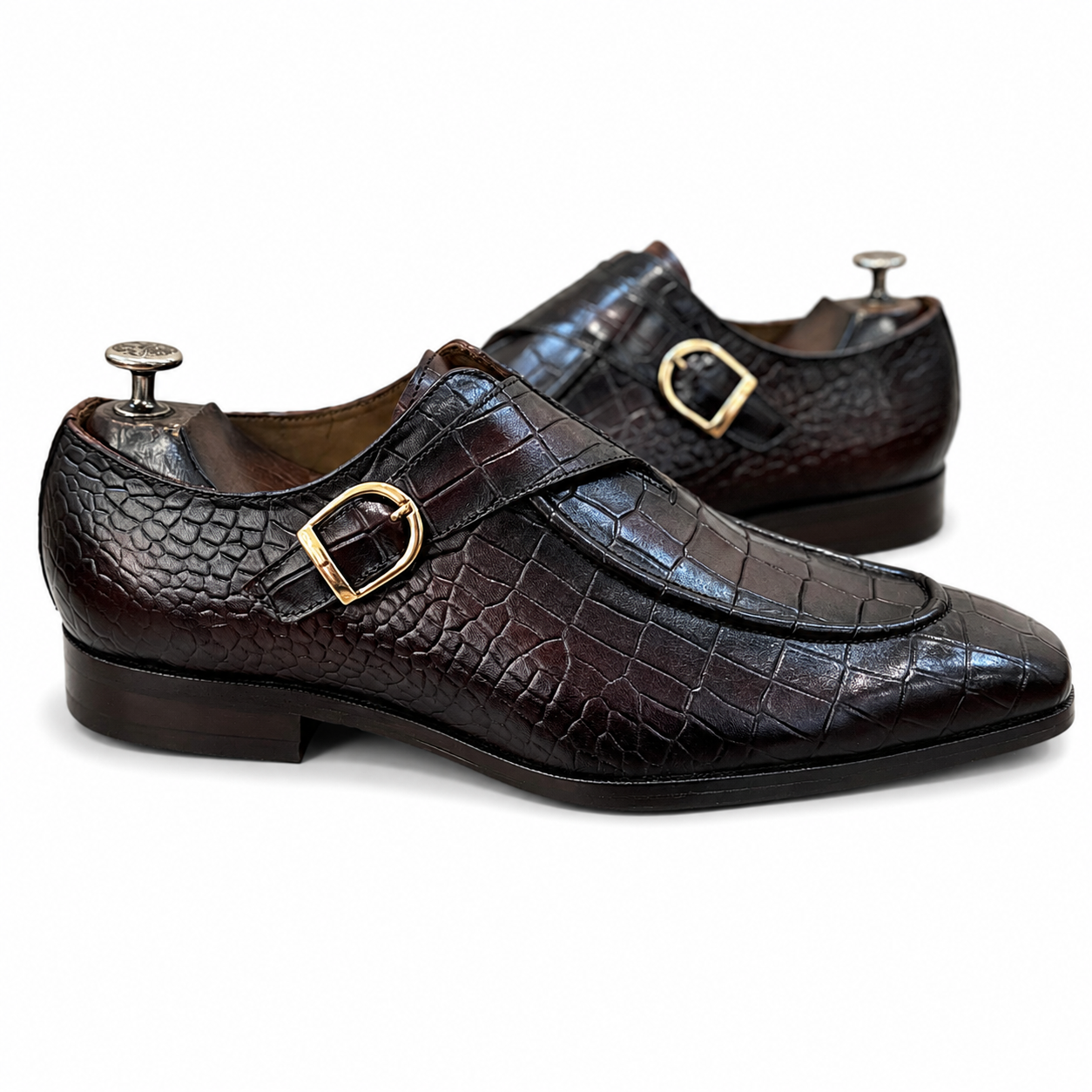 British Pointed Toe Single Monk – Dark Brown