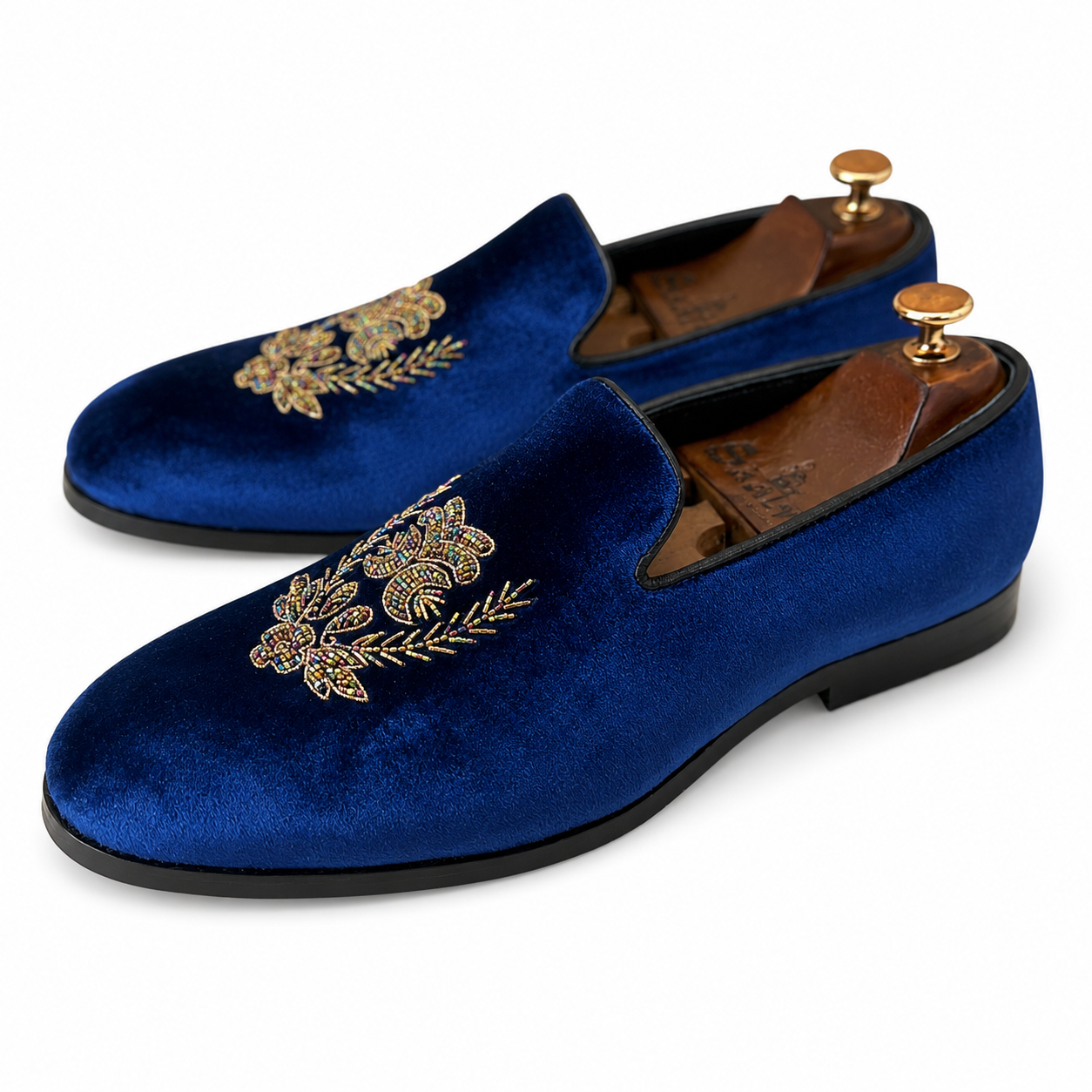 Blue Velvet Multi Colour Slipons