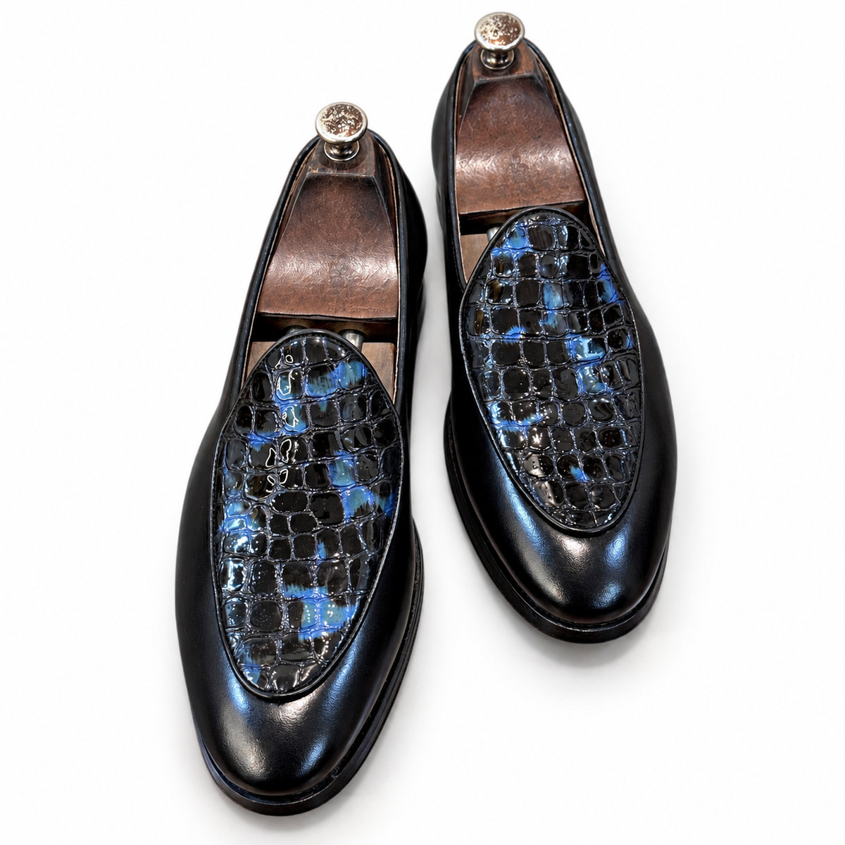 Noir Croco – Black Patent Croco-Embossed Loafers