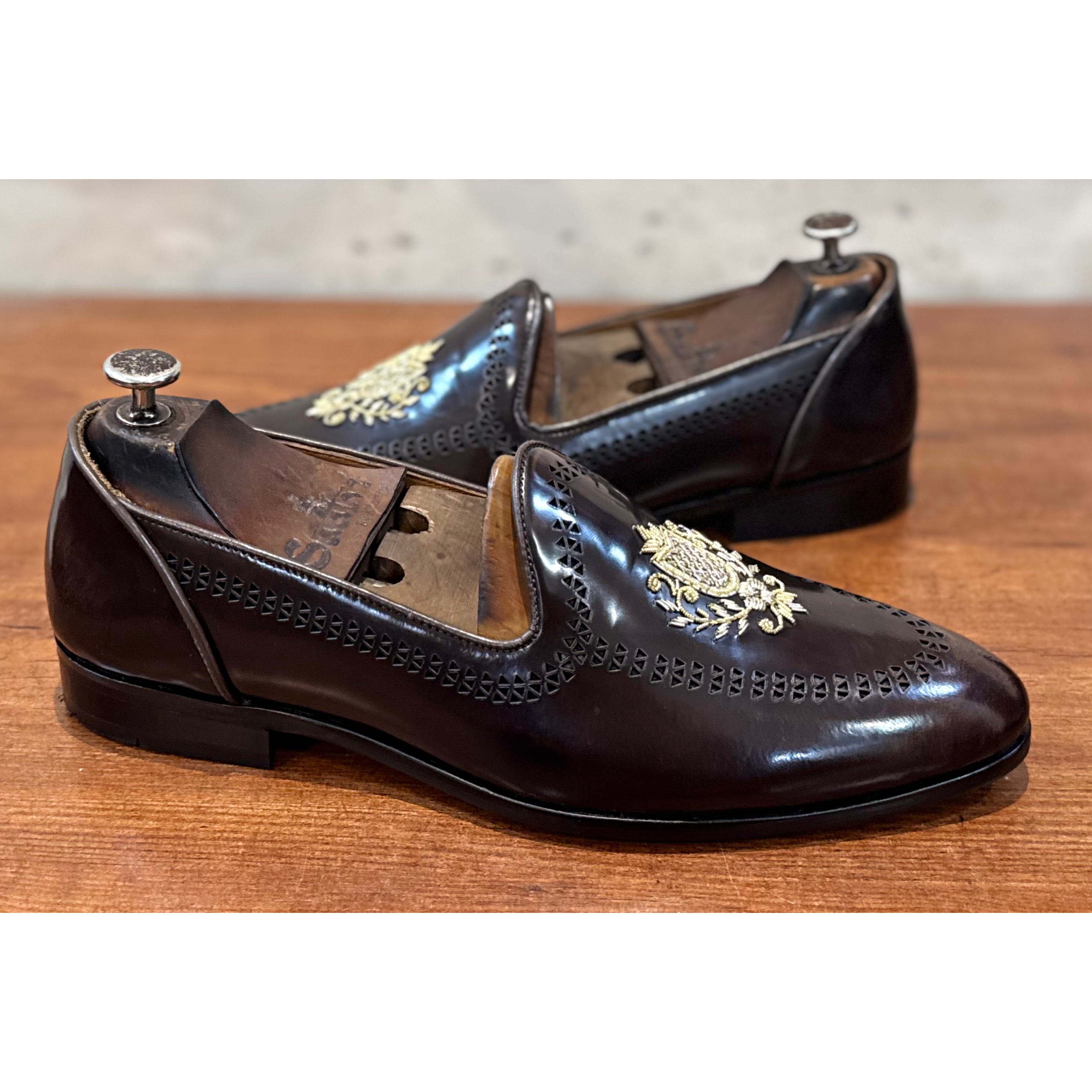 Brown Loafers Crest Slipons