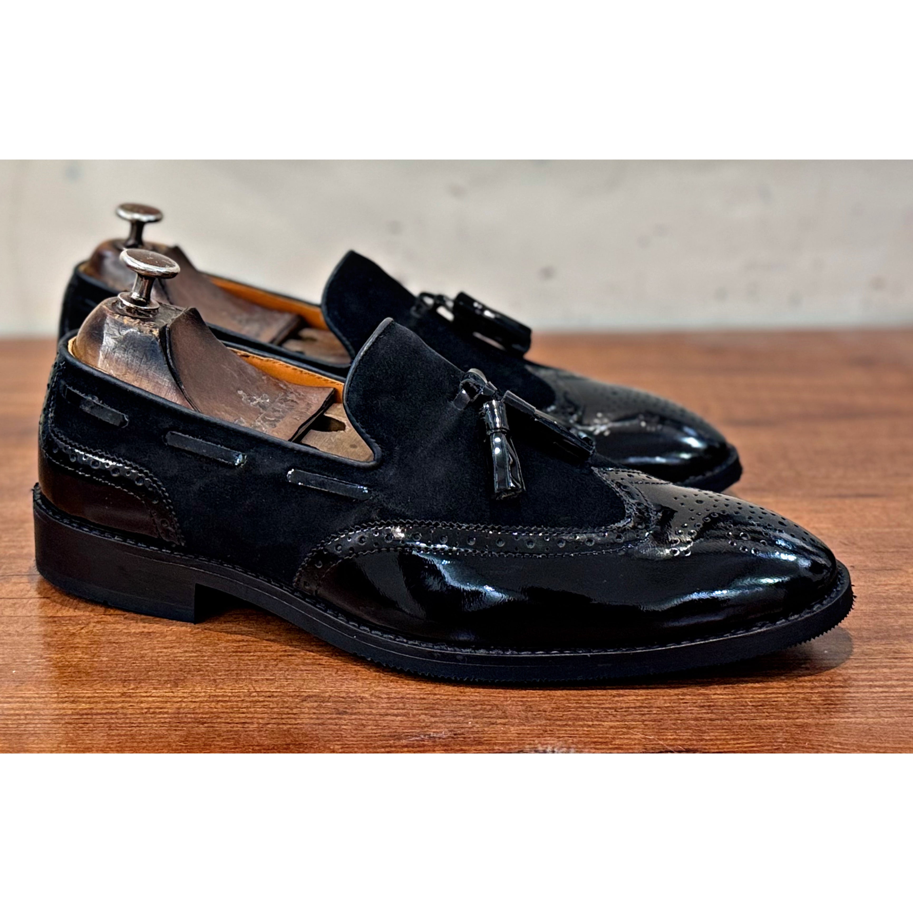 Wingcap Loafers With Tassels Black Patent