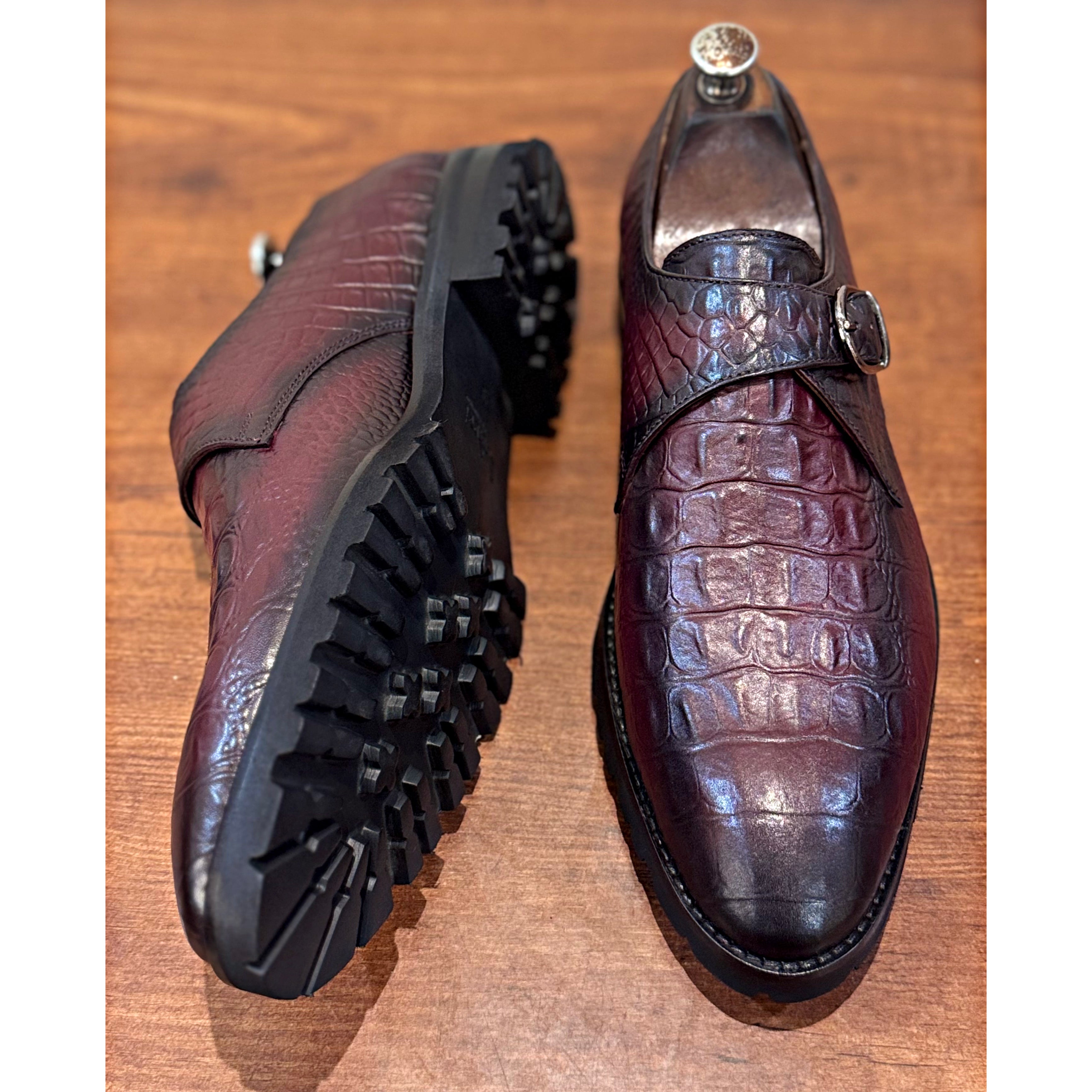 Single Monk Croco Chunky Sole