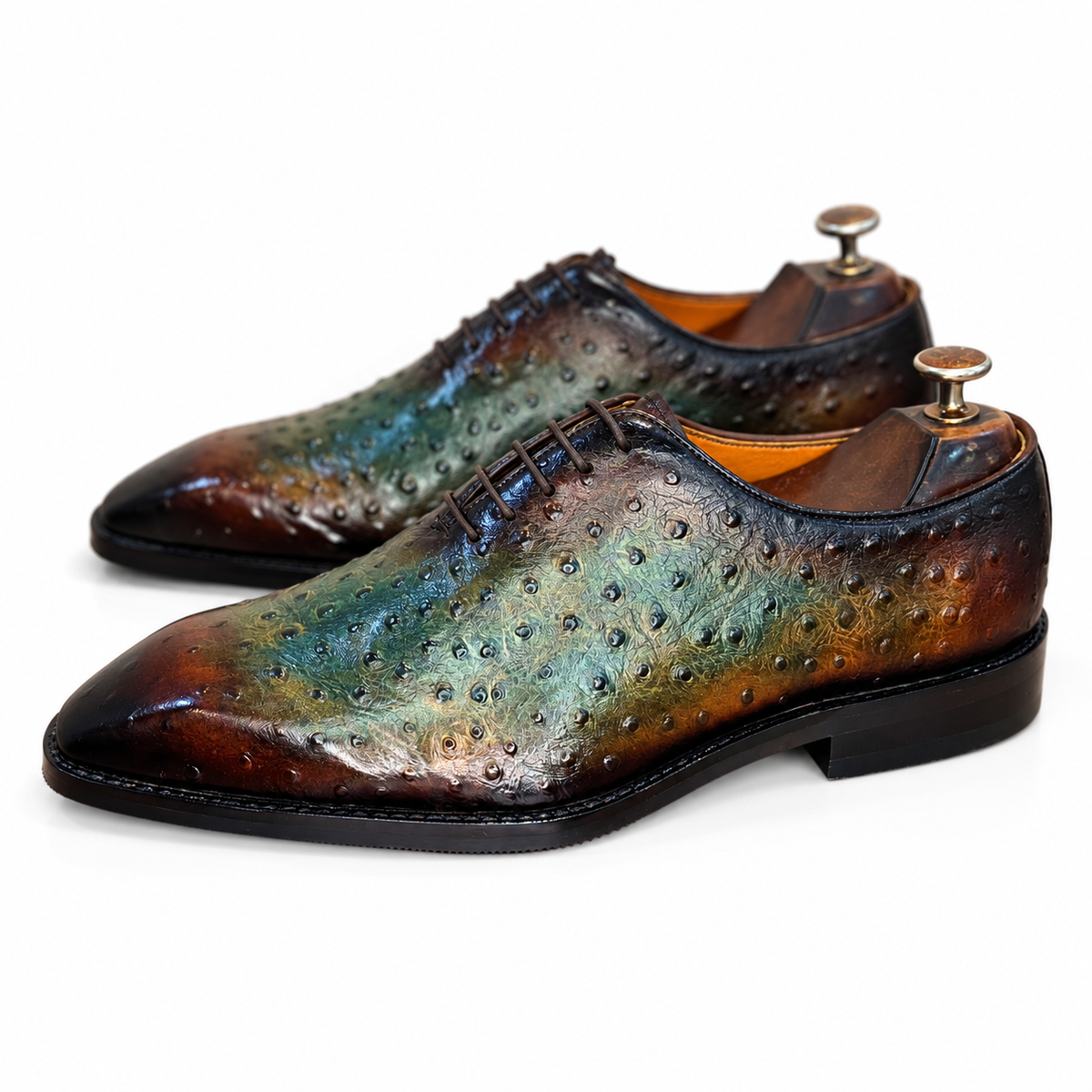 Ostrich Wholecut Oxfords Italia Hand Patina