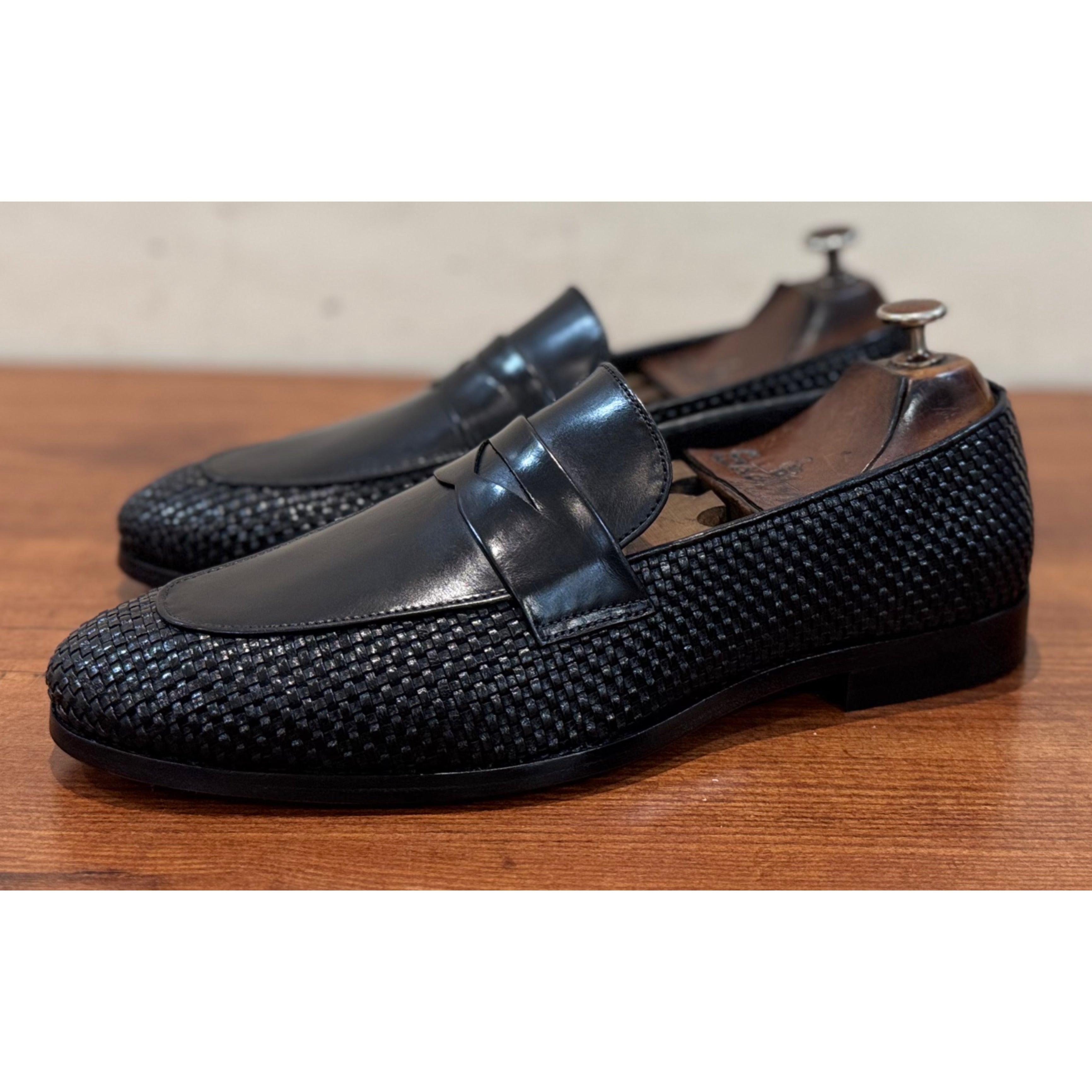 Black Penny Loafers Weave