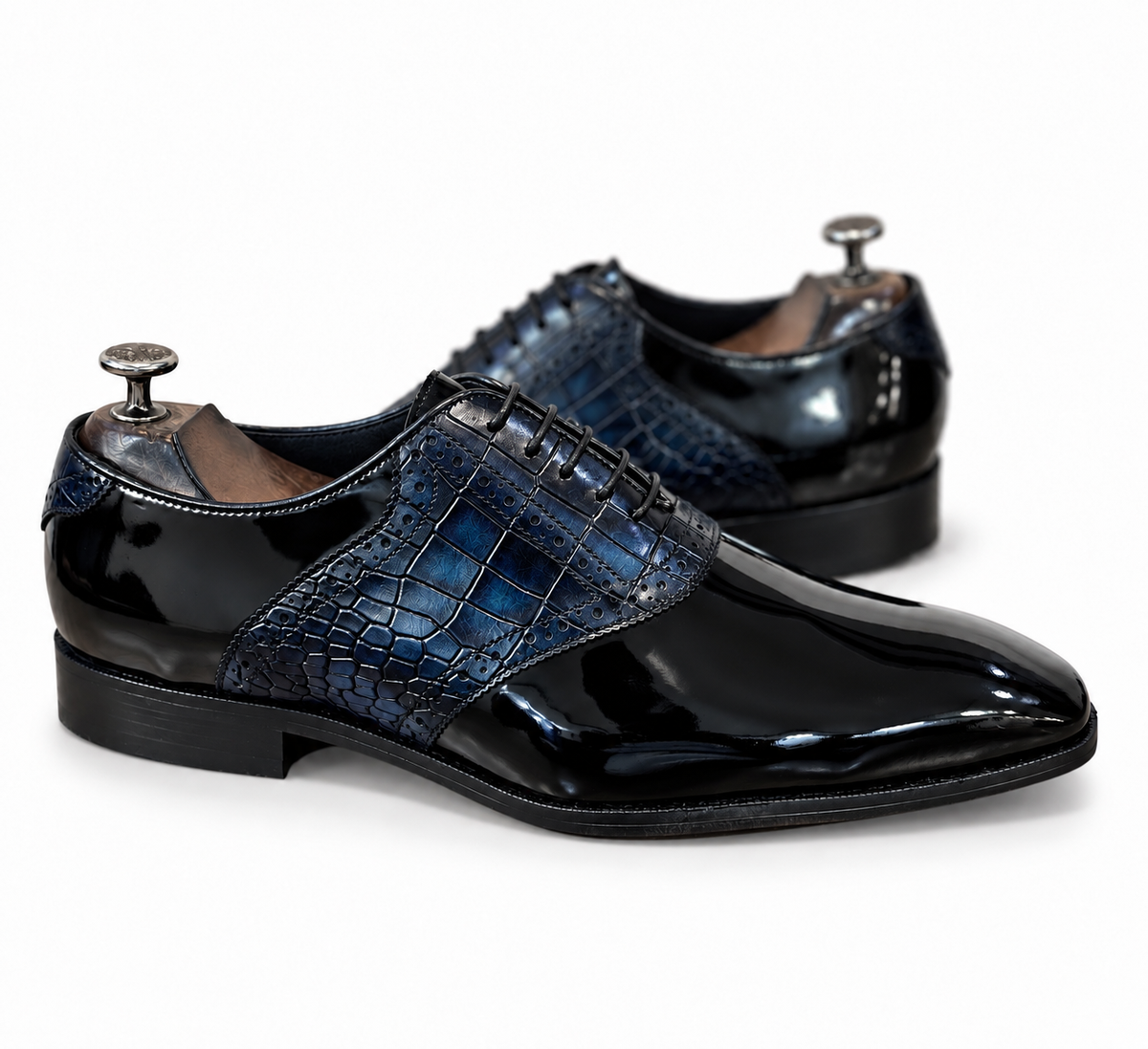 Noir Azure Croco Oxfords
