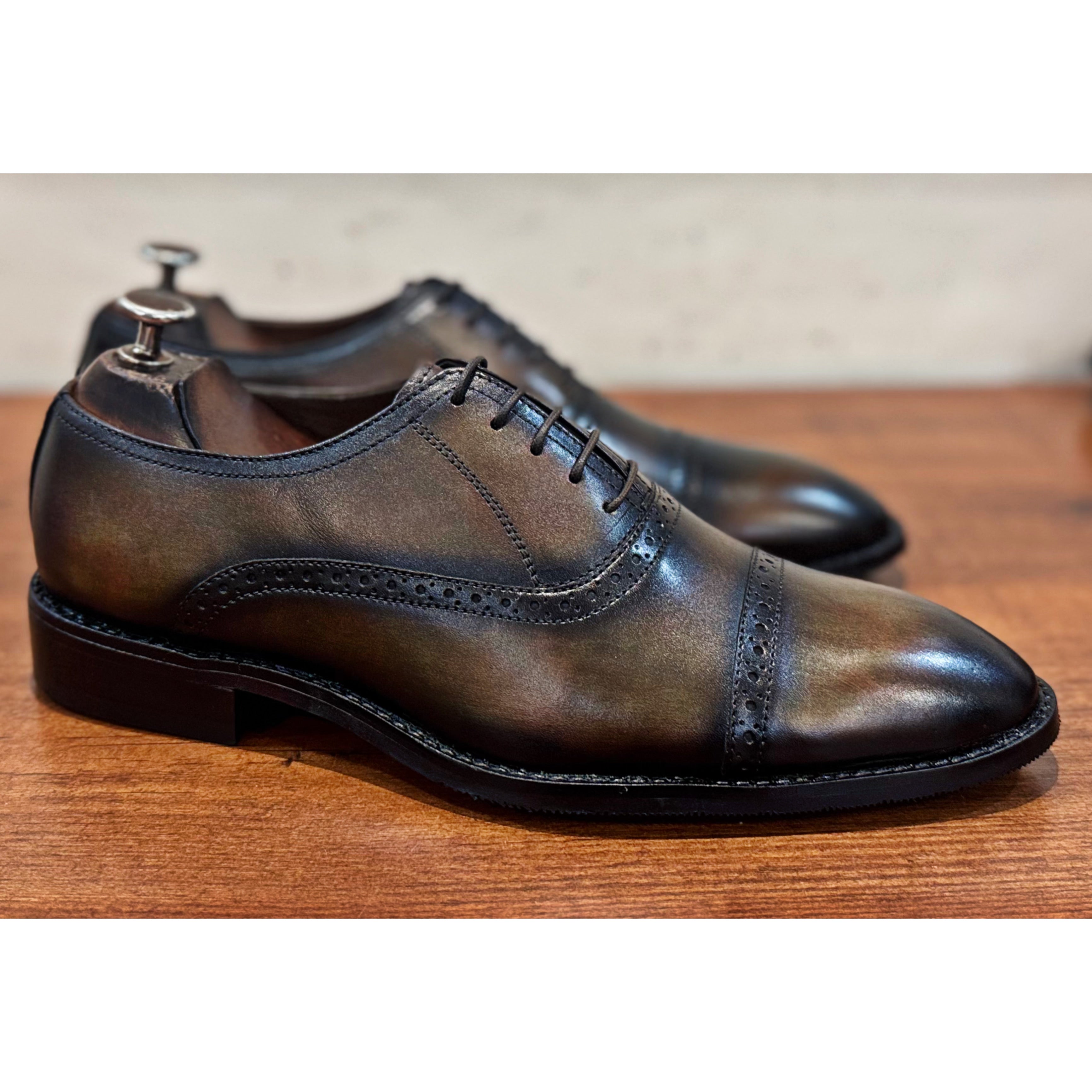 Brown Burnished Hand Patina Oxfords
