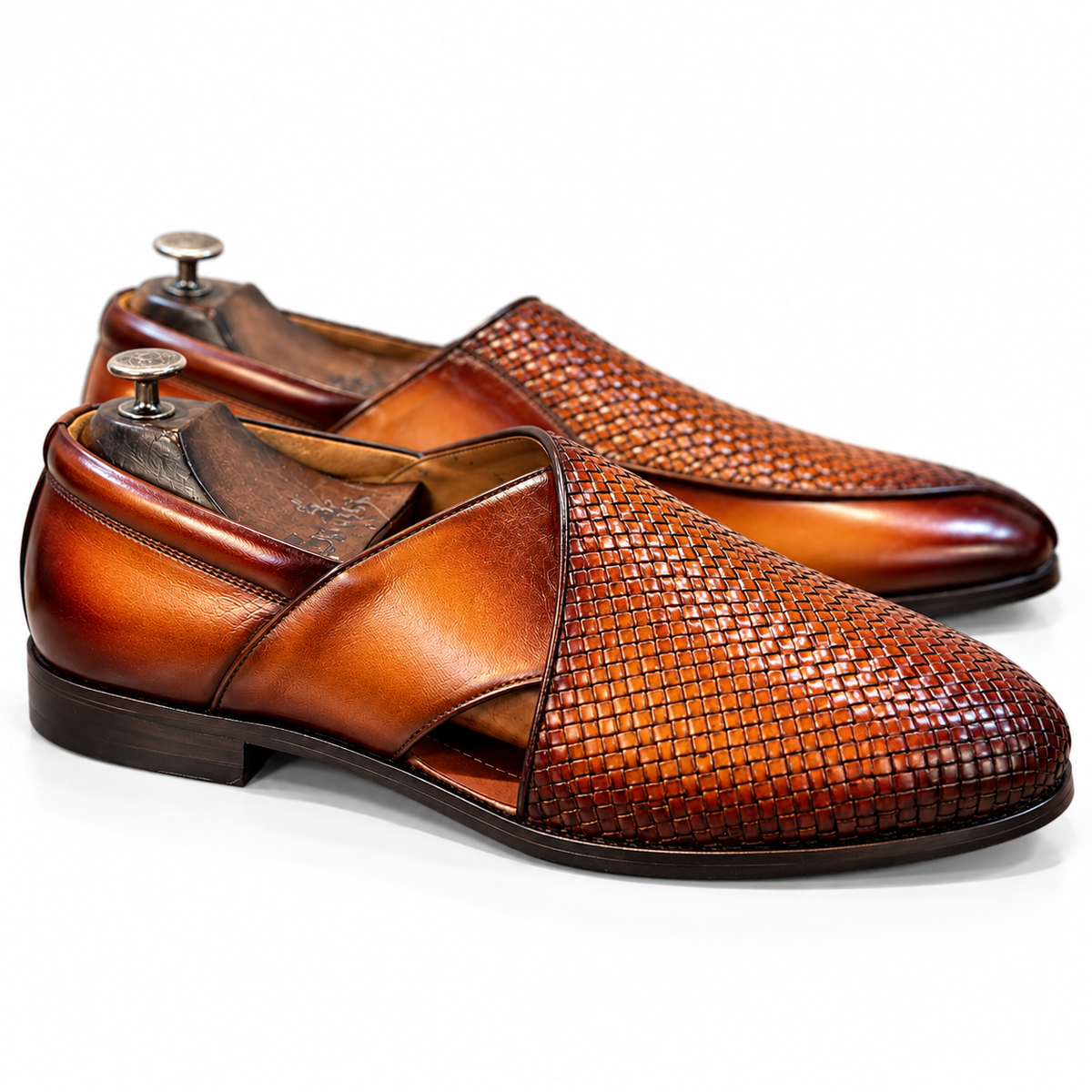 Mehransh Royale — Cognac Brown Hand-Patina Peshawari Sandals