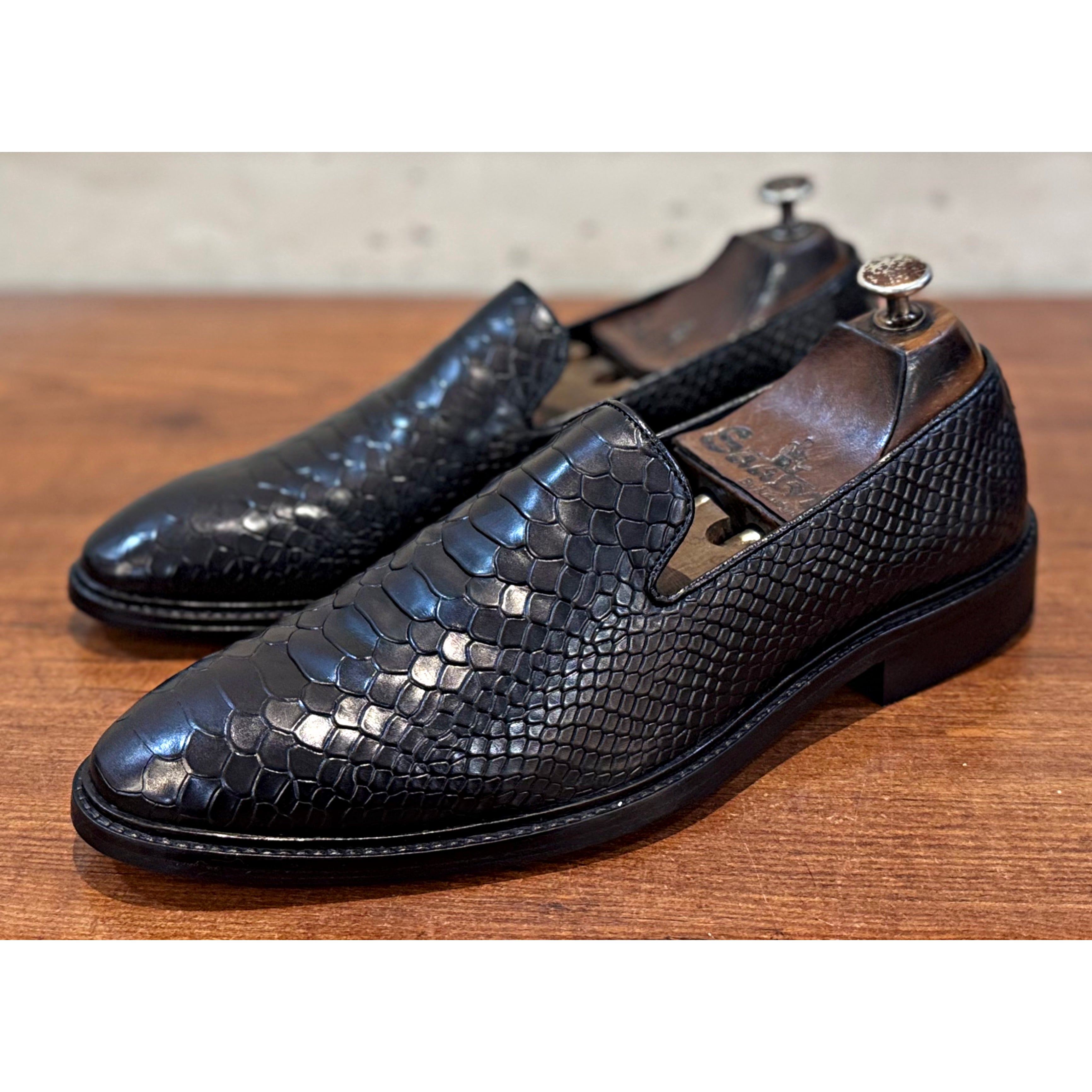 Python Embossed Loafera Black