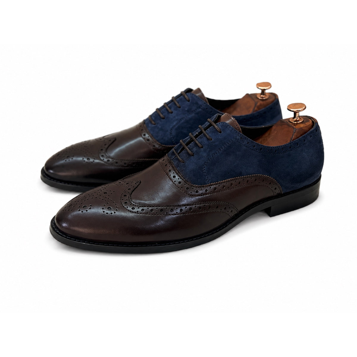 Monarch Duotone Wingtip Oxfords – Espresso & Navy