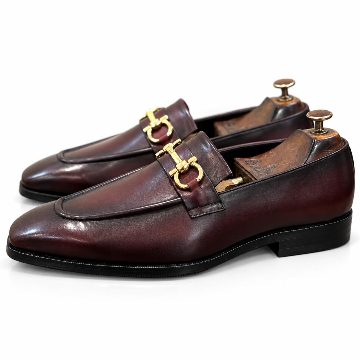 Bordeaux Royale Gold Horsebit Loafers