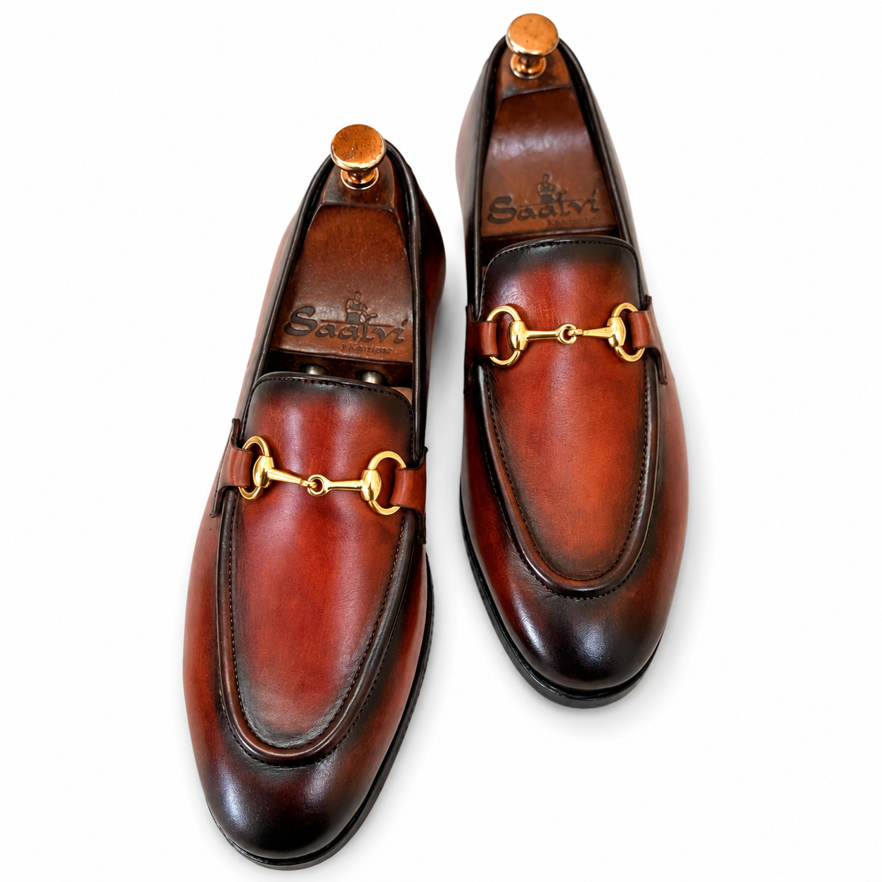 Tan Marble Patina Horsebit Loafers
