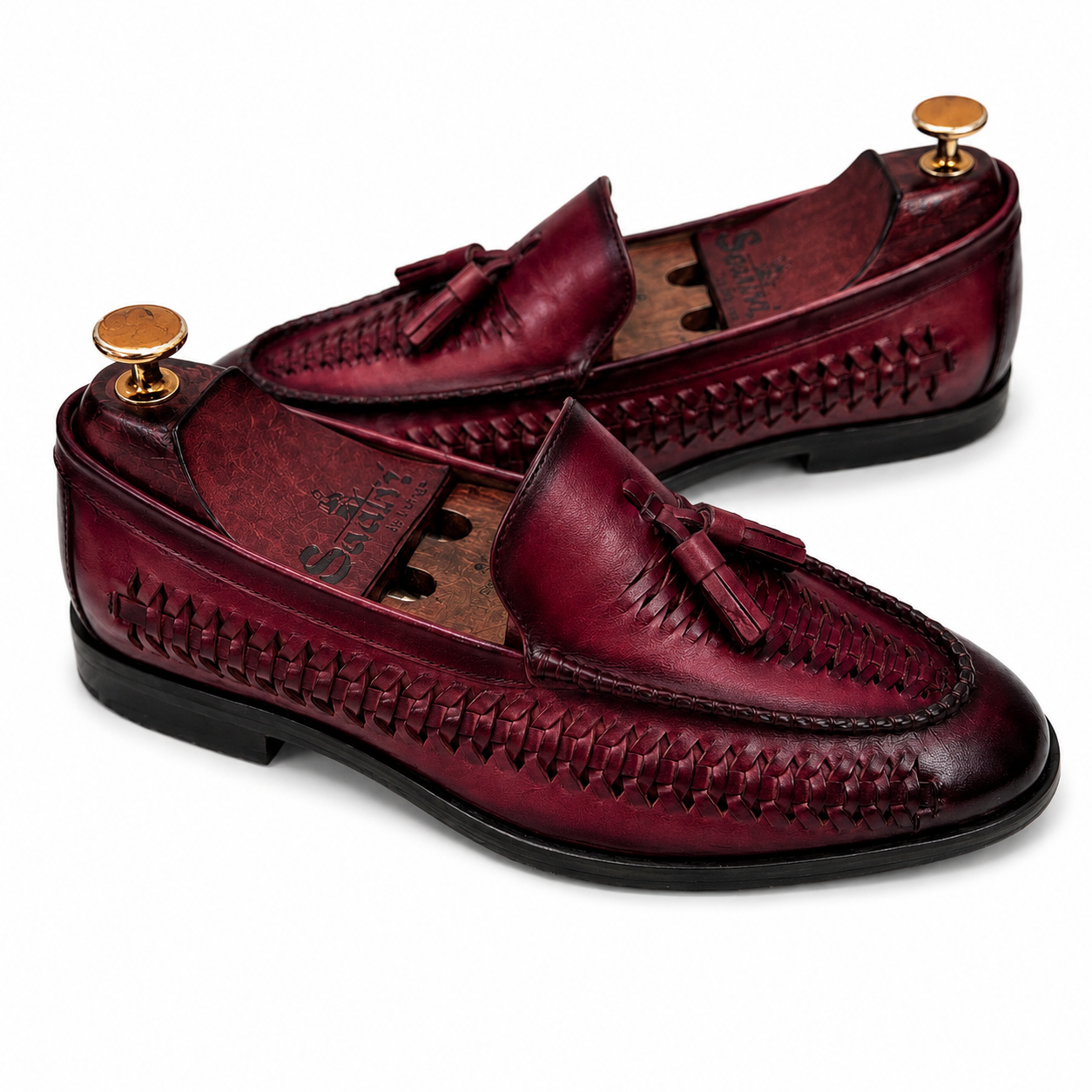 Bordeaux Intreccio Tassel Loafers
