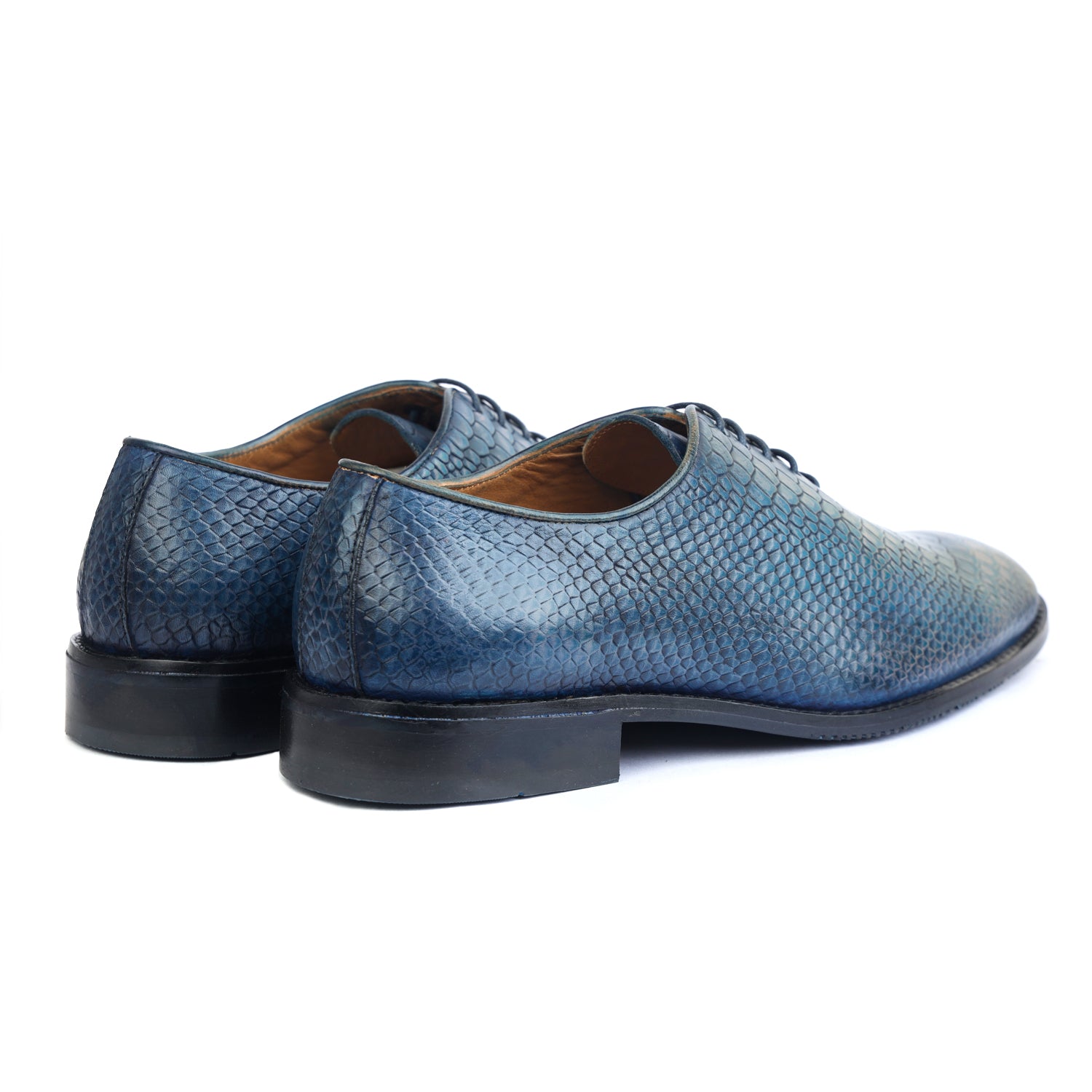 Blue Python Embossed Oxfords