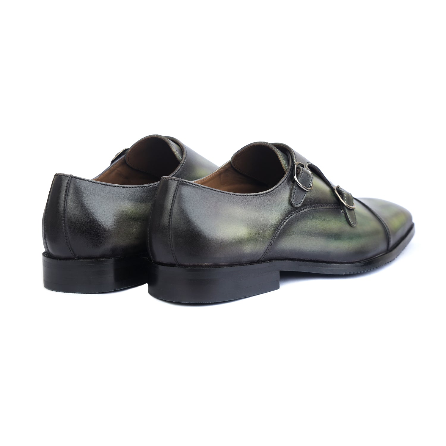 Green Hand Patina Double Monk Strap