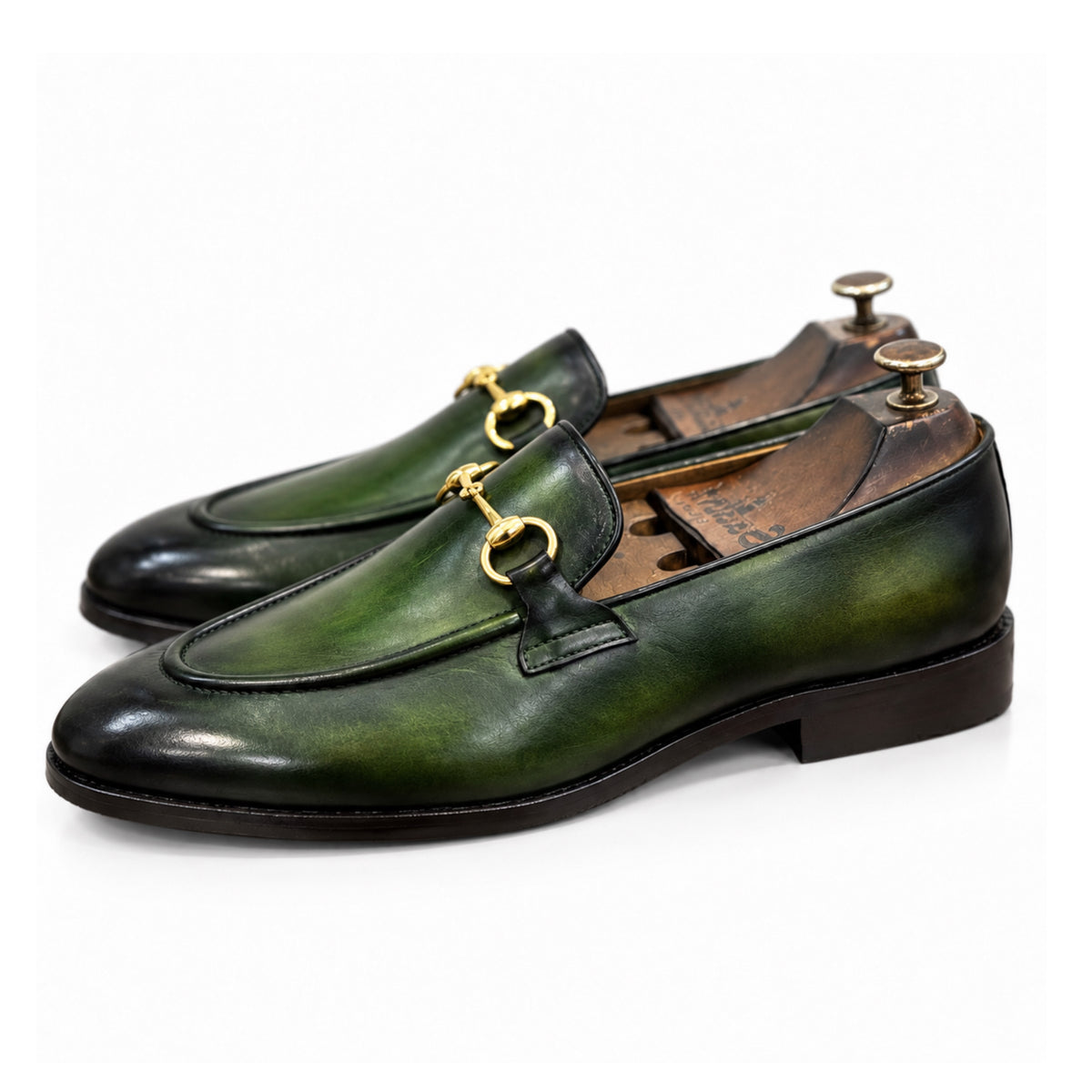 Verde Royale Gold Horsebit Loafers