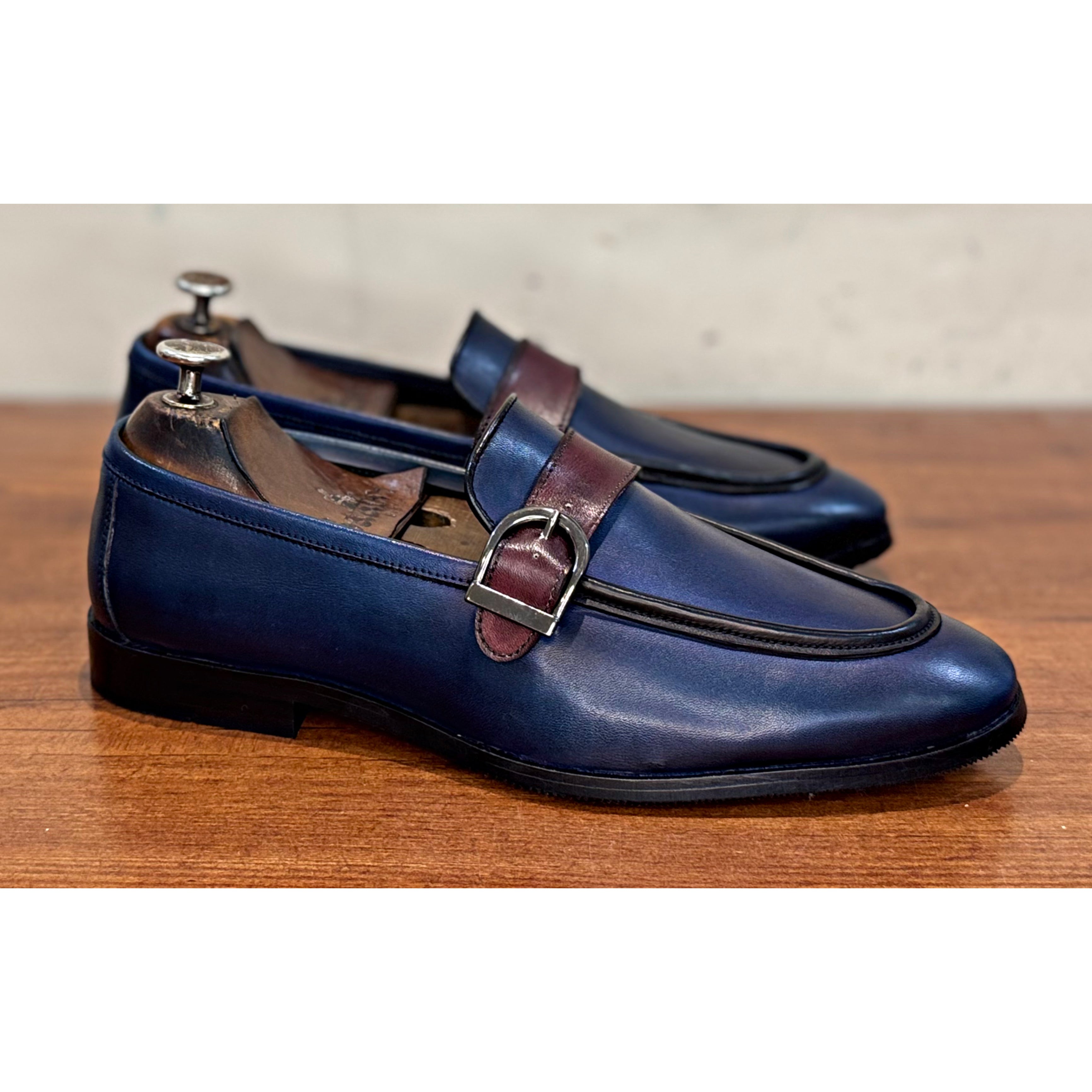 Helio Blue Hand Patina Loafers