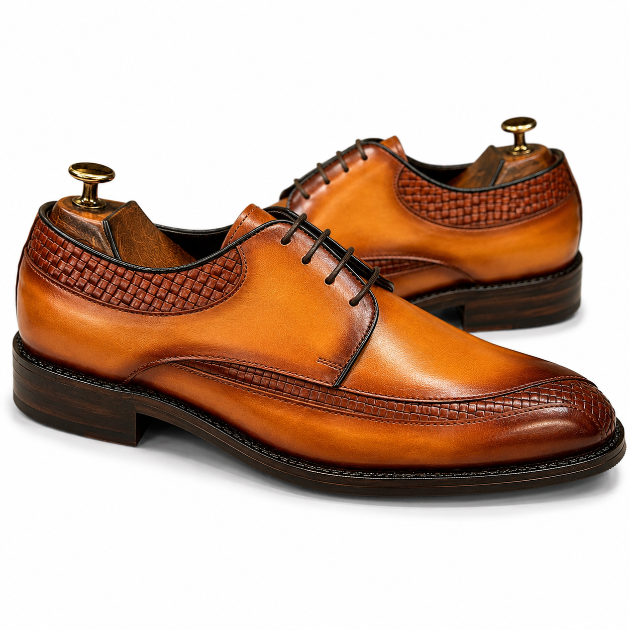 Sienna Tan Woven Leather Derby