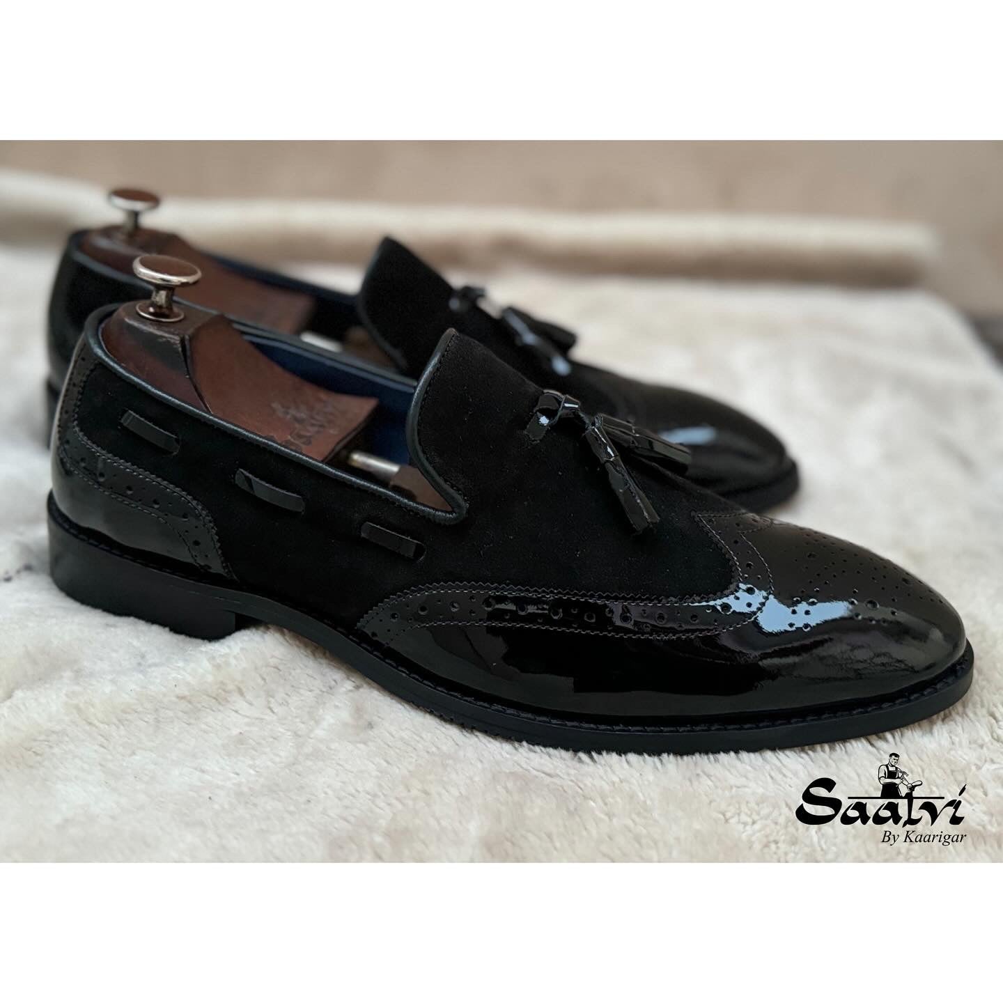 Wingcap Loafers With Tassels Black Patent