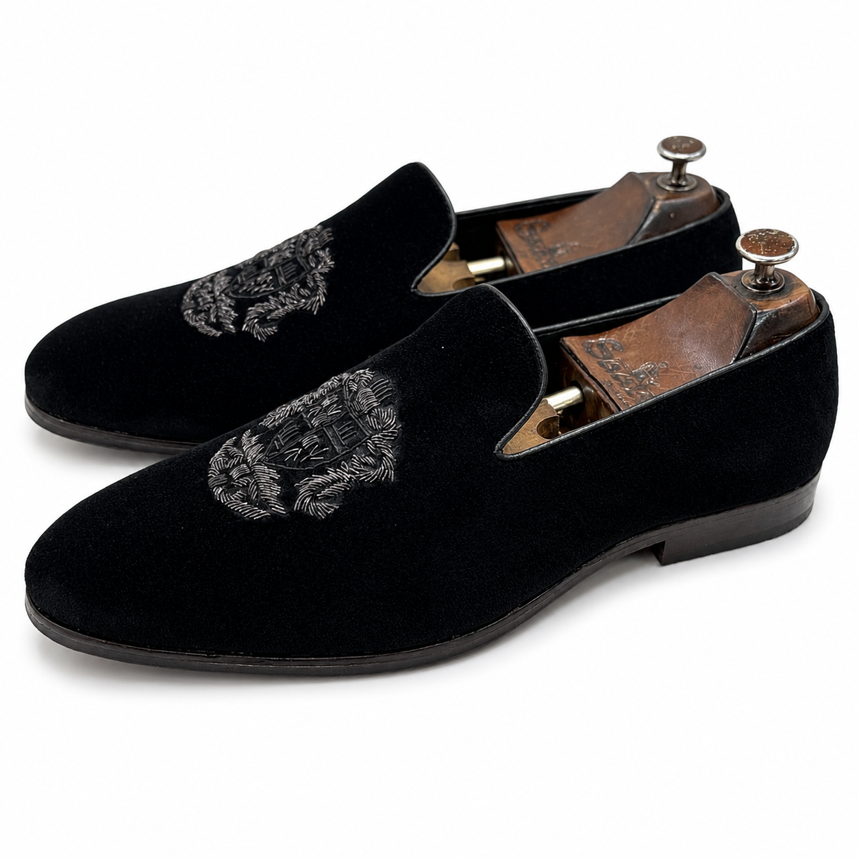 Royal Black Velvet Slipons
