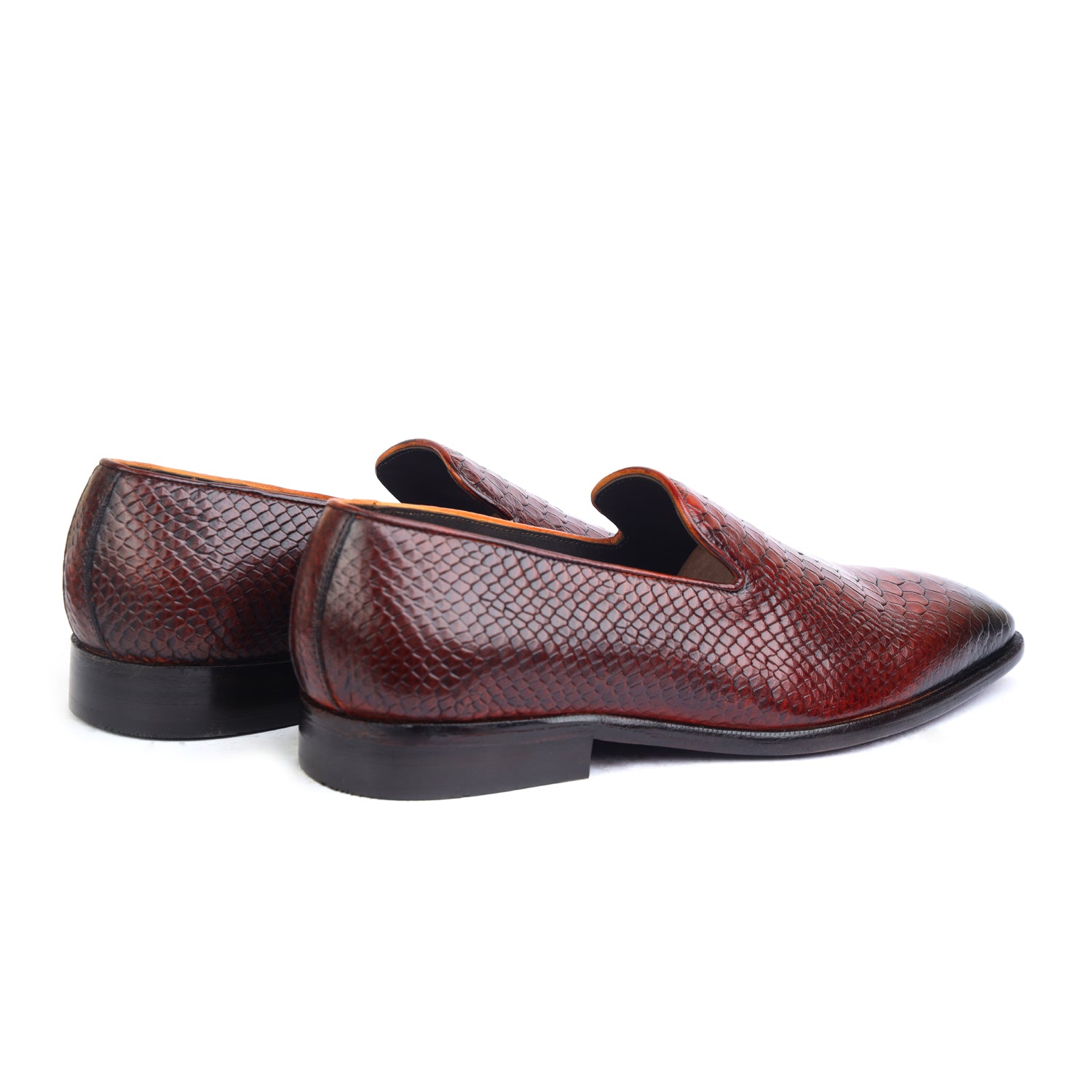 Python Embossed Loafers Bordo