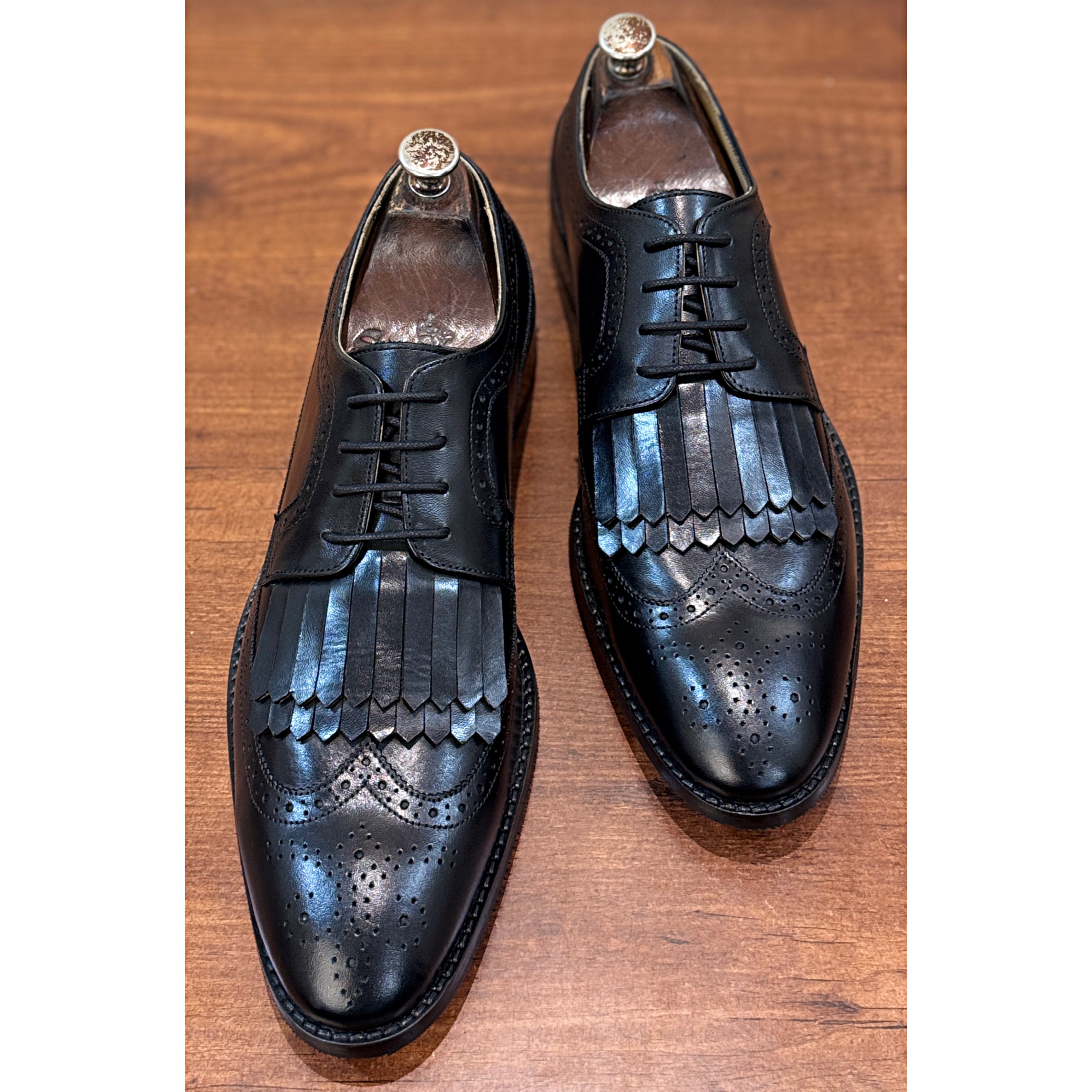 Royal Black Kiltie Brogue Derby Shoes