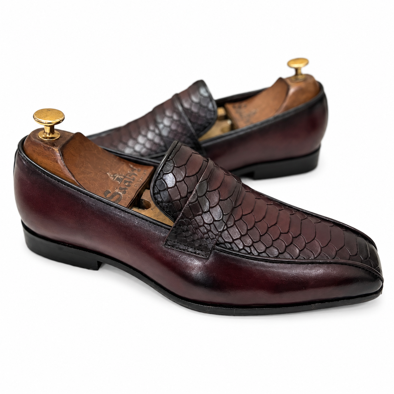 Python Leather Loafers Wine t
