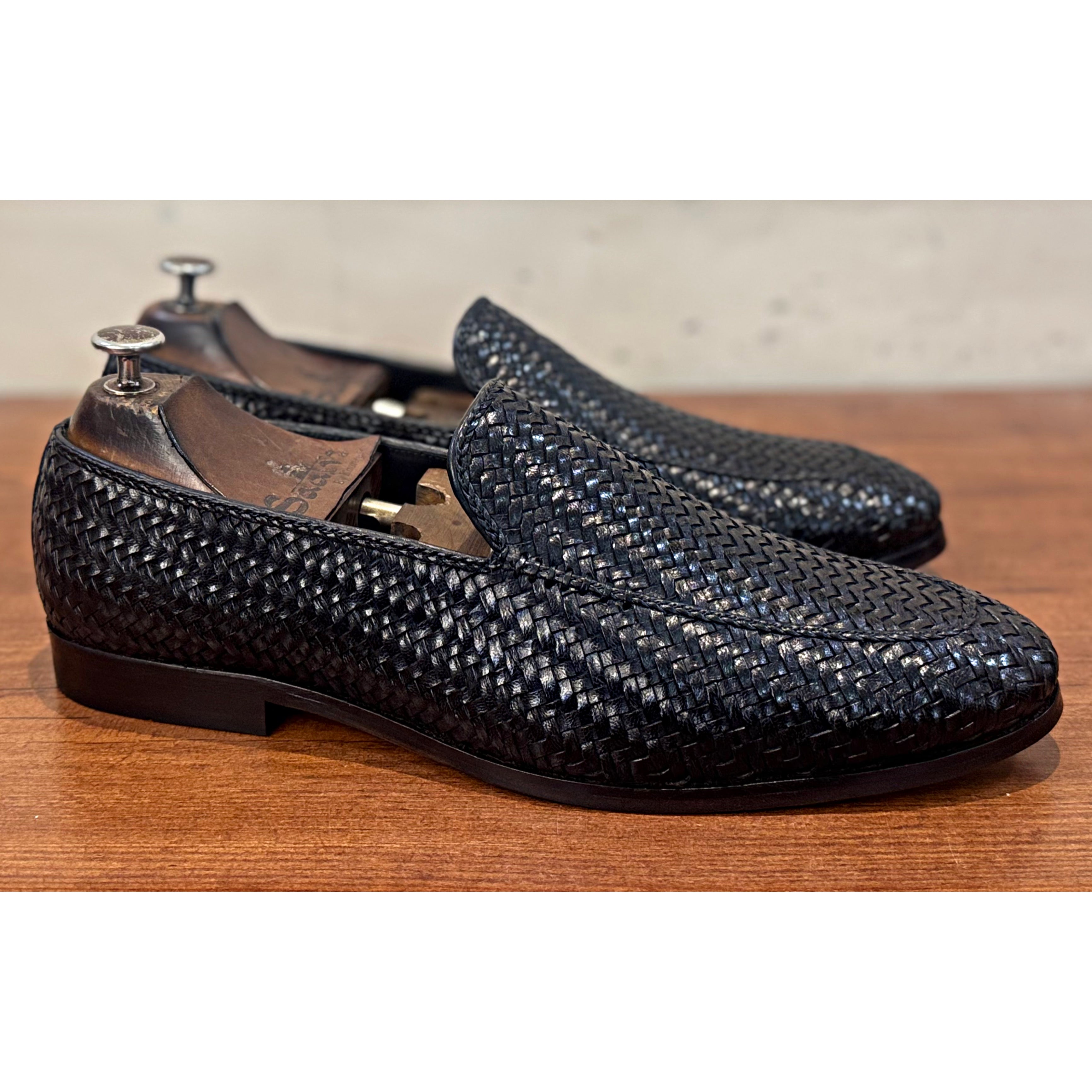 Black Handwoven Loafers