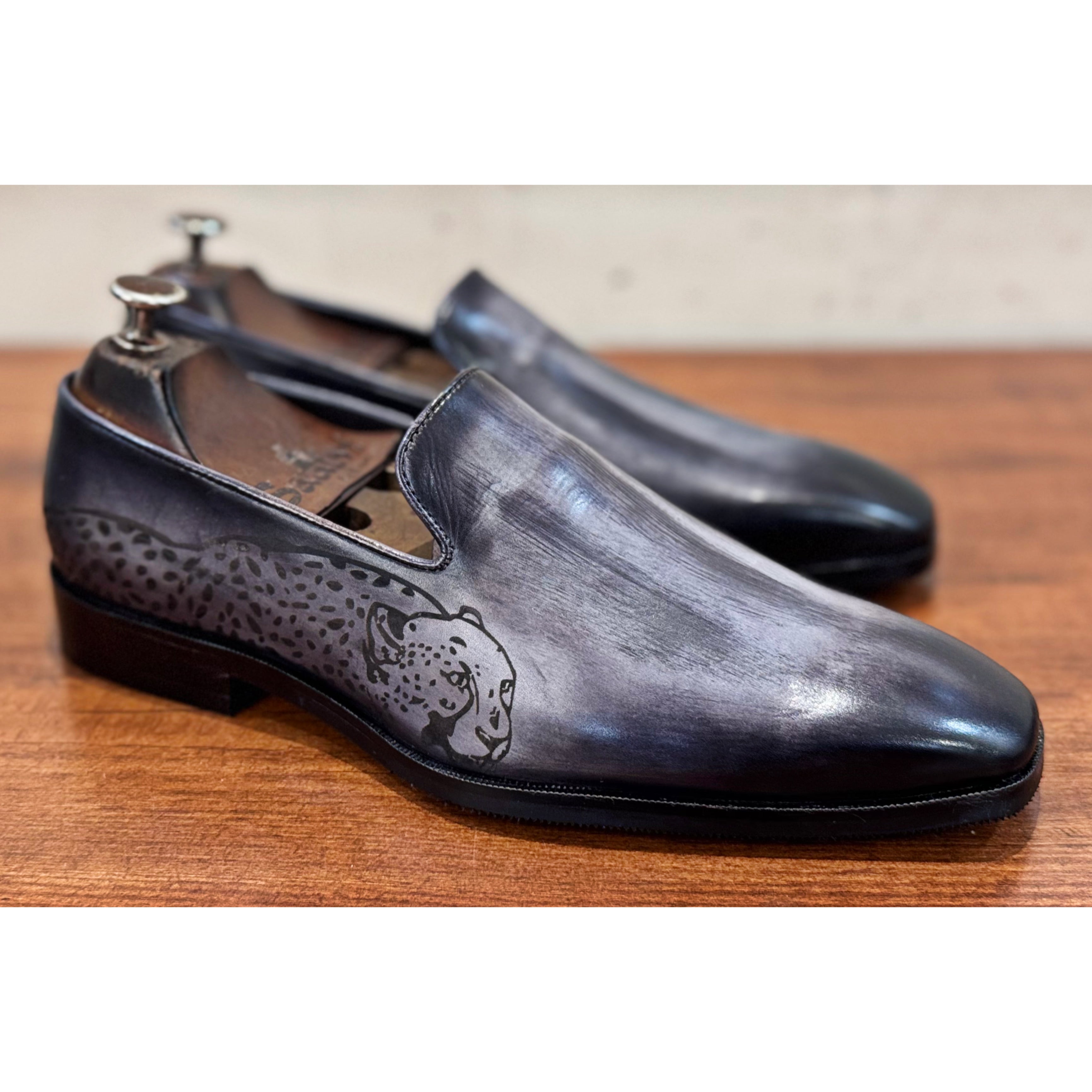 Grey Hand Patina Loafers Tiger