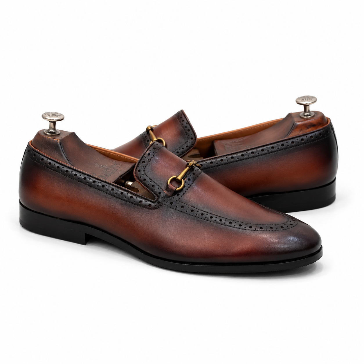 Semi Brogue Horsebit Loafers Tan