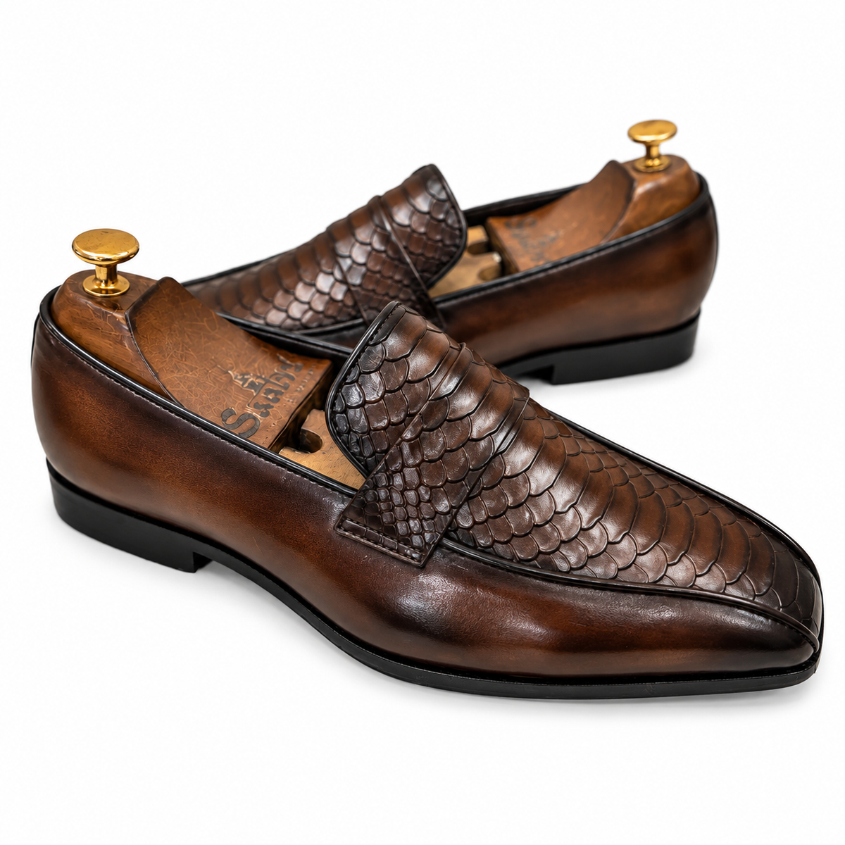 Cocoa Sovereign Croco Strap Loafers