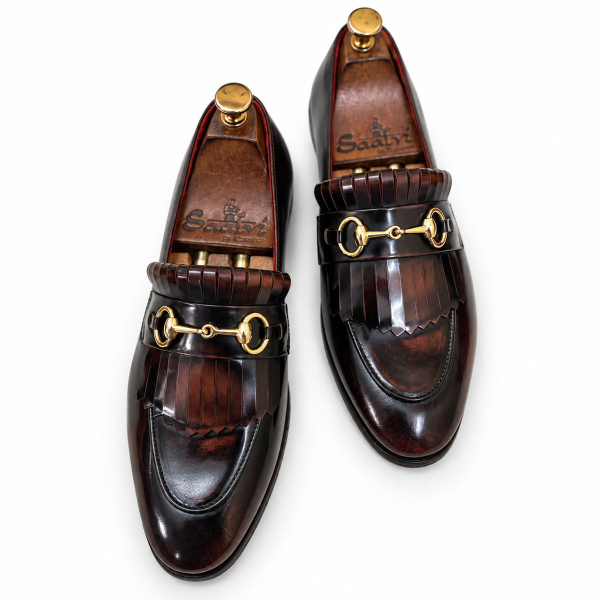 Noir Brown Horsebit Fringe Loafers