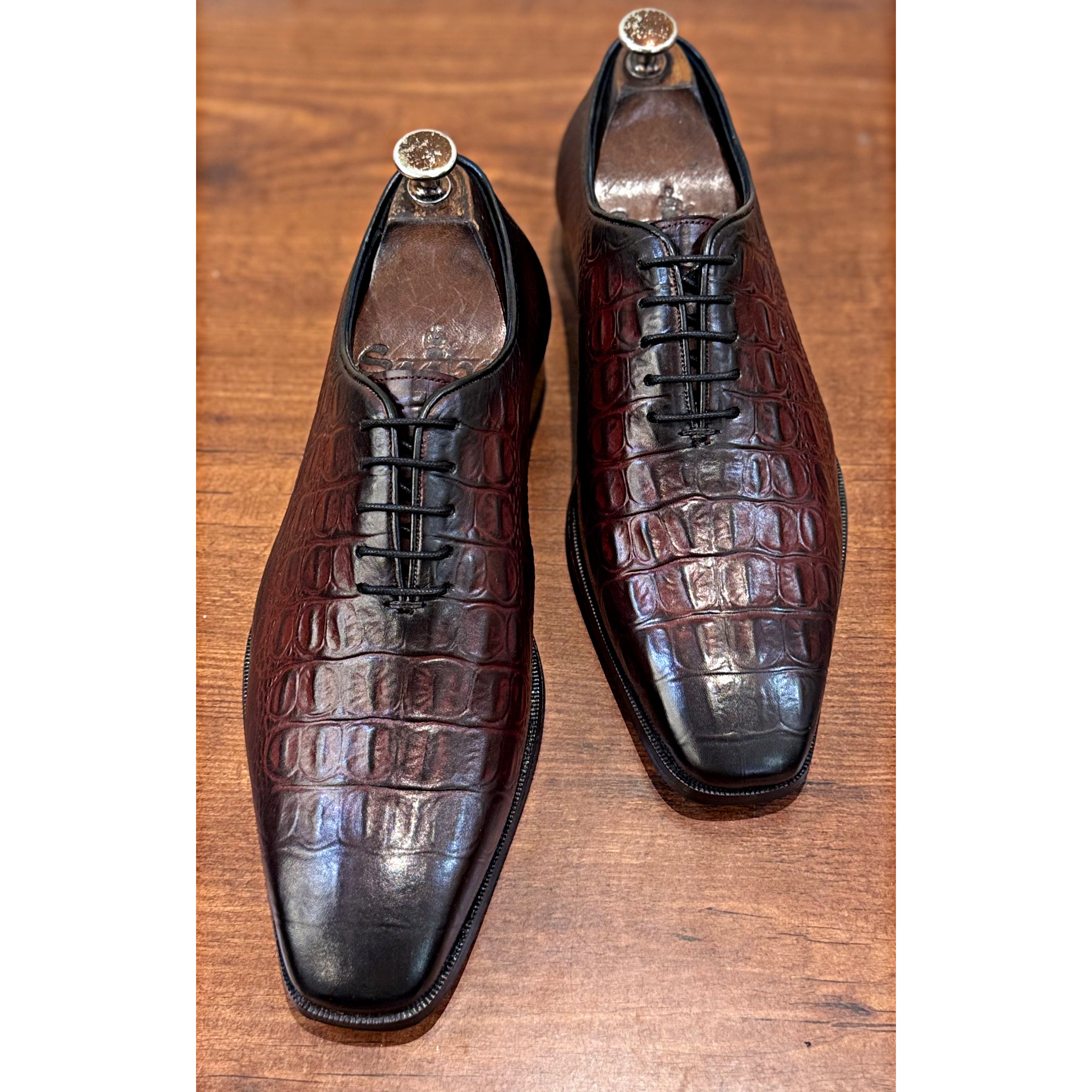 Brown Croco Oxfords