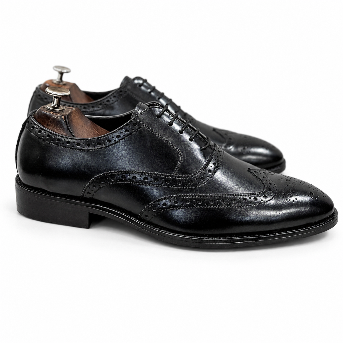 Classic Black Wingtip Brogue Leather Oxford Shoes