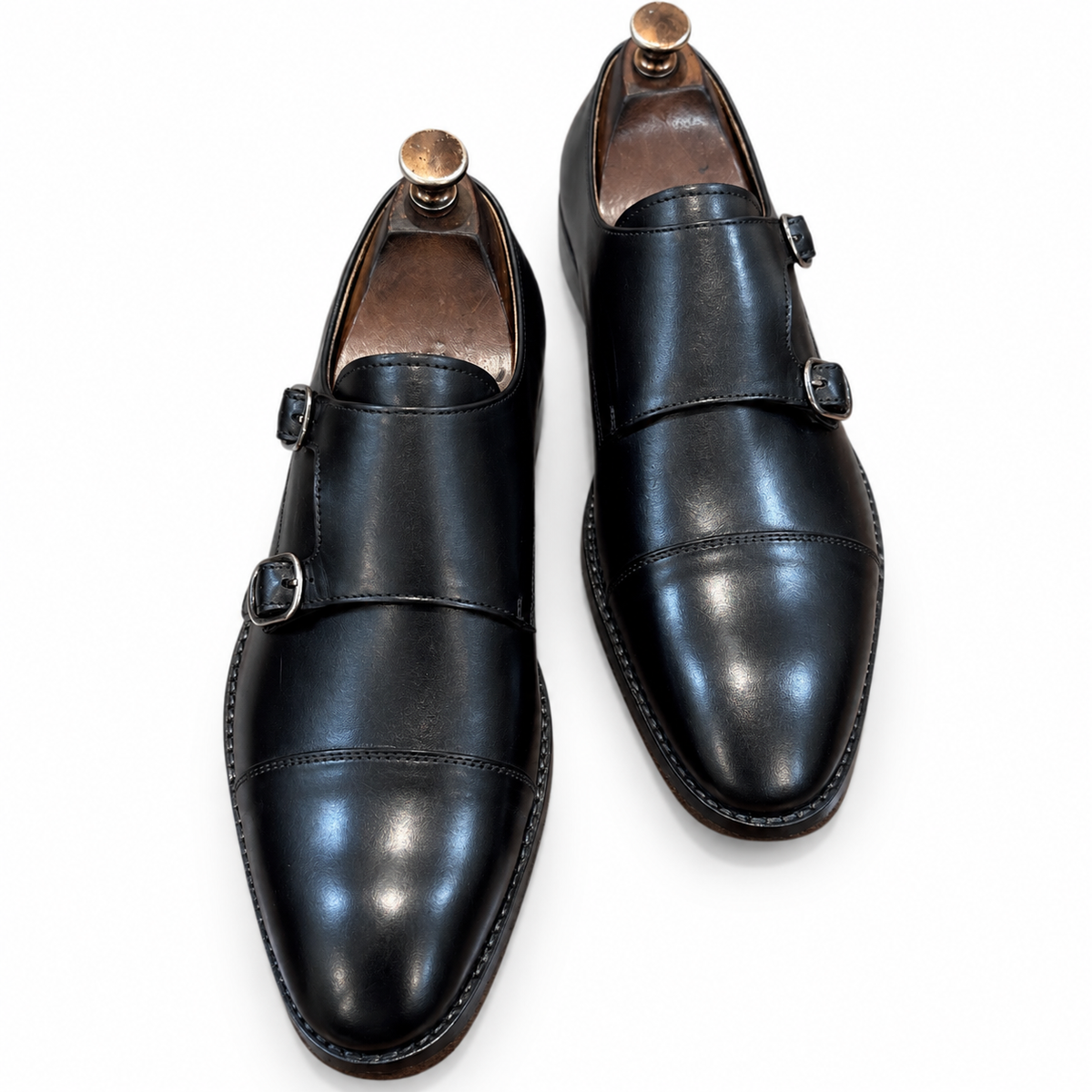 Noir Regent Double Monk Strap Shoes