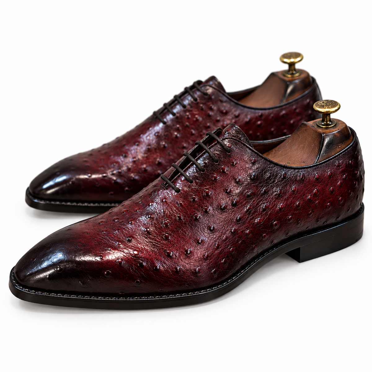 Rubino Burgundy Ostrich Leather Oxfords